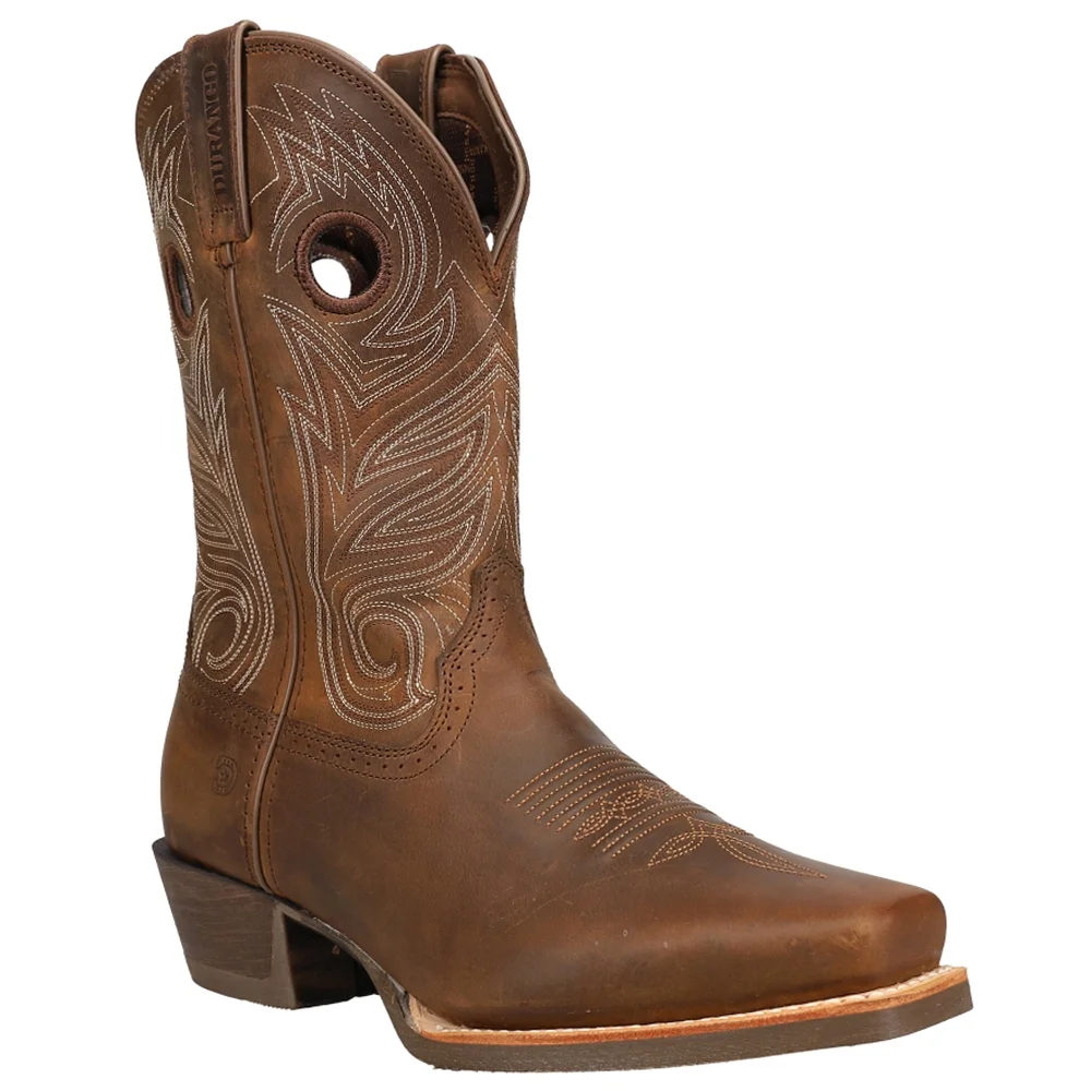 Durango Mens Pro Rugged Tan Square Toe Cowboy Casual Boots Mid Calf
