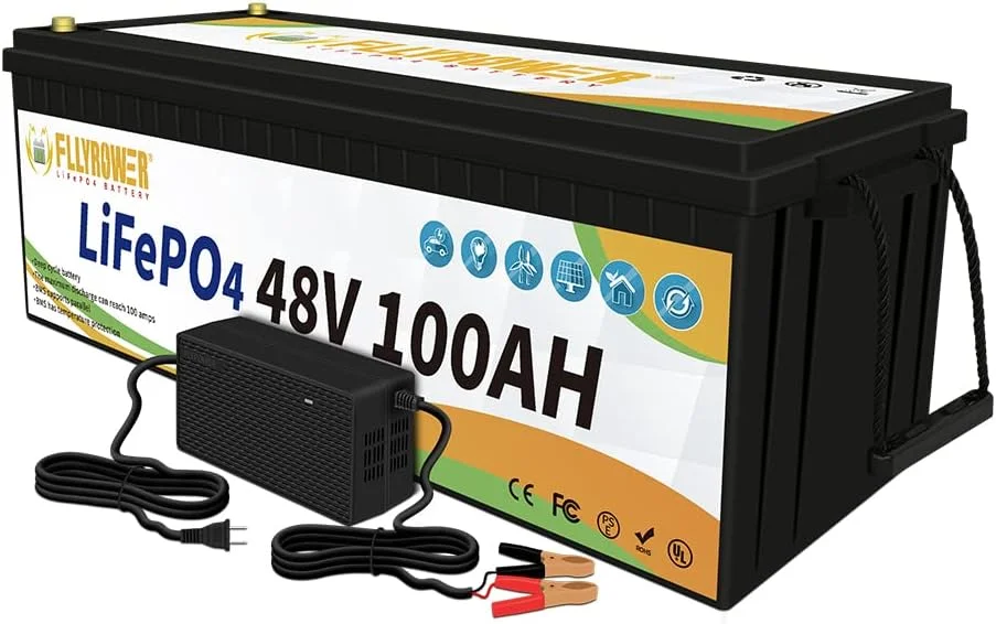 FLLYROWER Lifepo4 Battery 48v 100ah with Grade A Cells and 150A BMS for Trolling Motor Golf Cart RV Camping Car Solar Panel Support Parallel Include a Charger