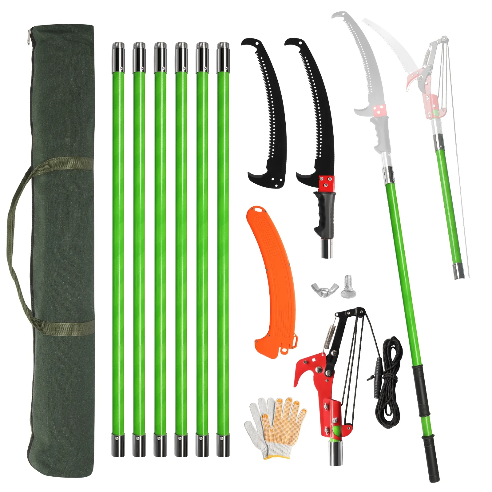 Tree Pole Pruning Saw for Tree Pruning,Kepeak 26ft Manual Pole Saw,Tree Pole Branch Pruning Gardening Tool Retractable