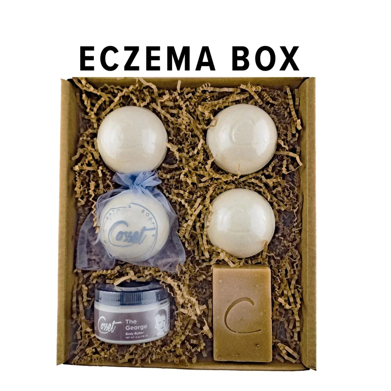 Cosset Therapy Bomb 6-Pack - Eczema Box; Therapeutic Bath Bombs, Soap, & Lotion for Ultimate Skin Nourishment