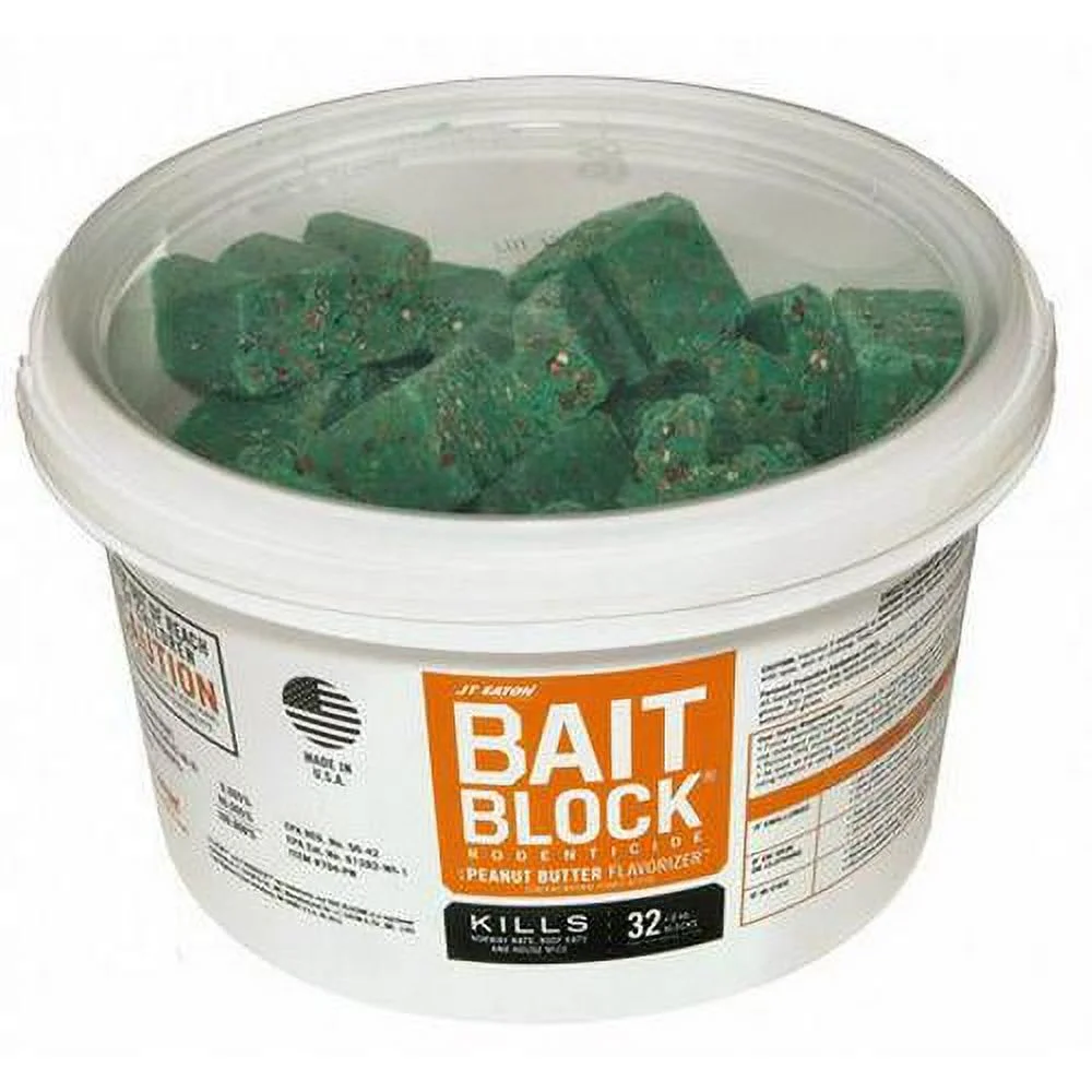 Rodenticide, Bait Block, Green Blocks, 4 lb Pail