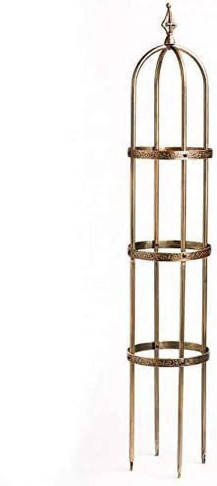 Metal Garden Obelisk | Indoor/Outdoor | Powder-Coated Steel | Trellis for Climbing | Floral Pattern | 11