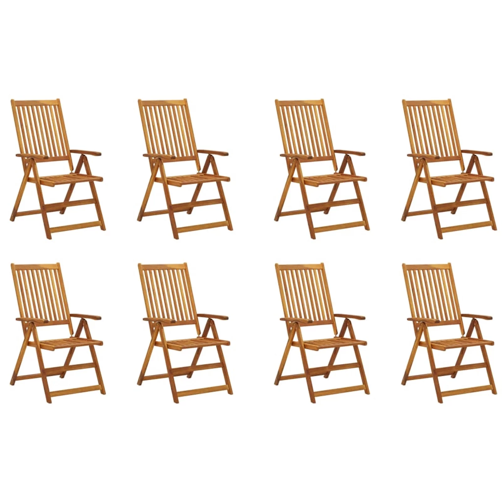 walmeck Folding Patio Chairs 8 pcs Solid Acacia Wood