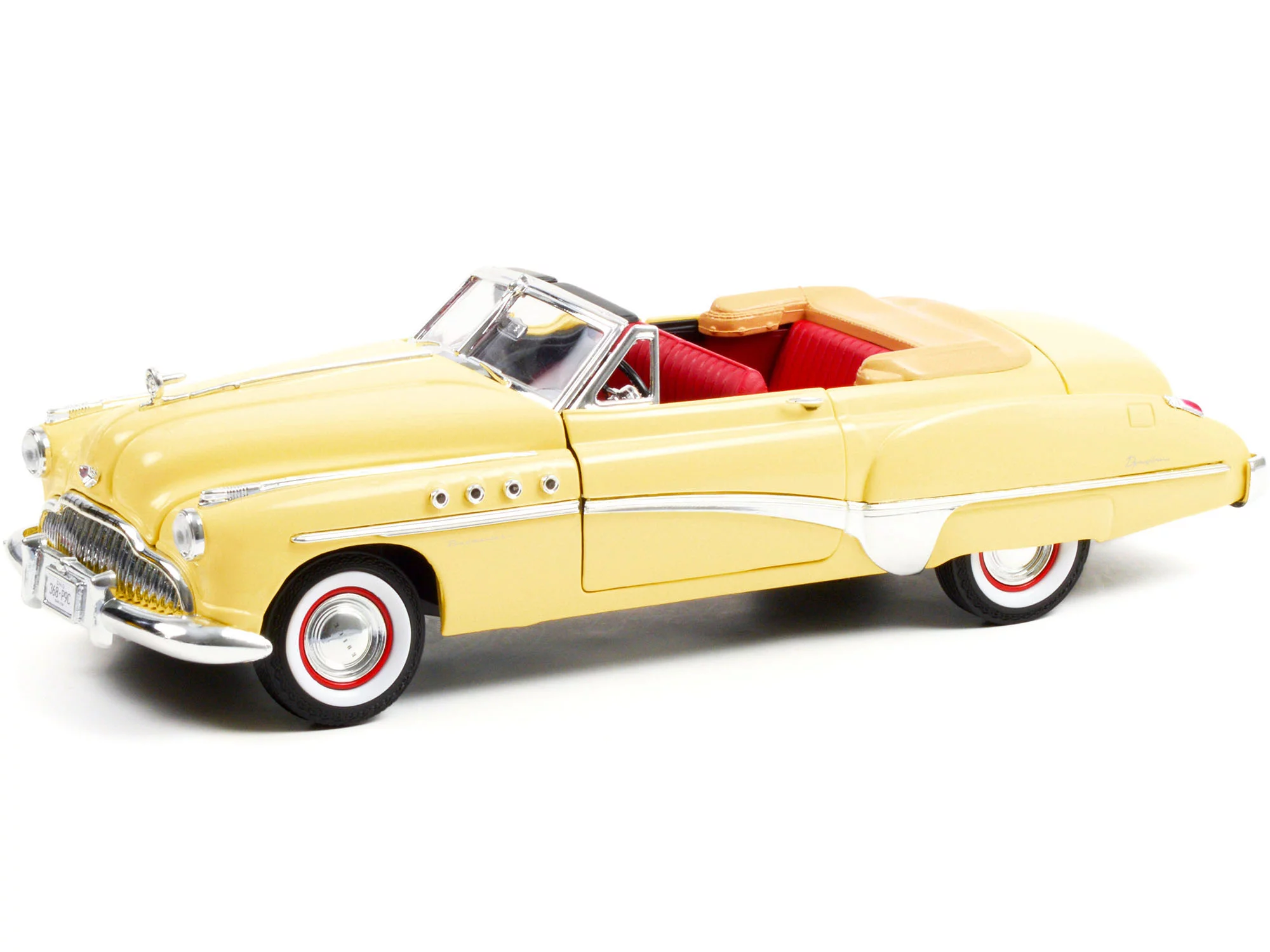 Greenlight 1-18 Scale Roadmaster Convertible Interior Rain Man Movie 1949 Buick Diecast Model Car, Yellow & Red