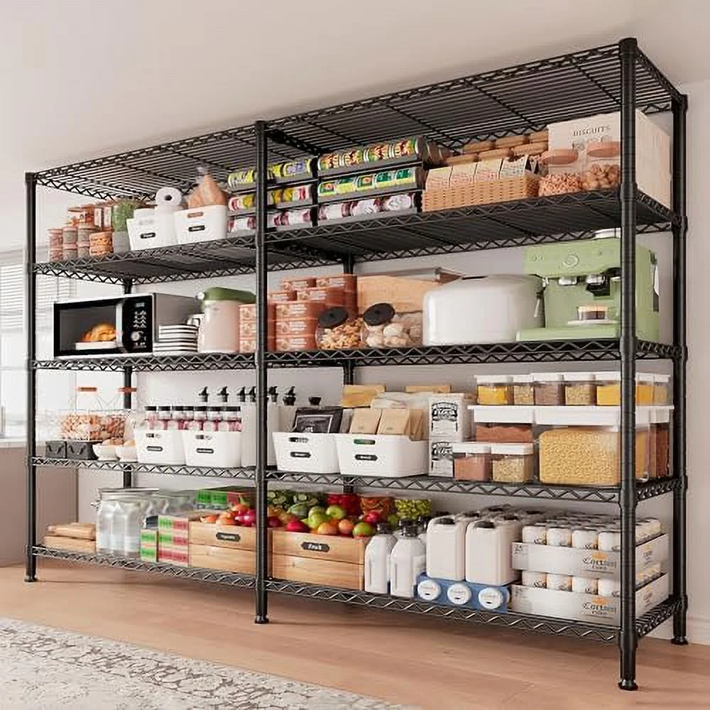 CHFBC 61.2''W Shelves 1500LBS Wire Shelving Unit 5 Tier Metal Shelving for Rack Shelves for Heavy Duty Garage Pantry Shelves Kitchen Shelving 61.2''W*72.4''H*