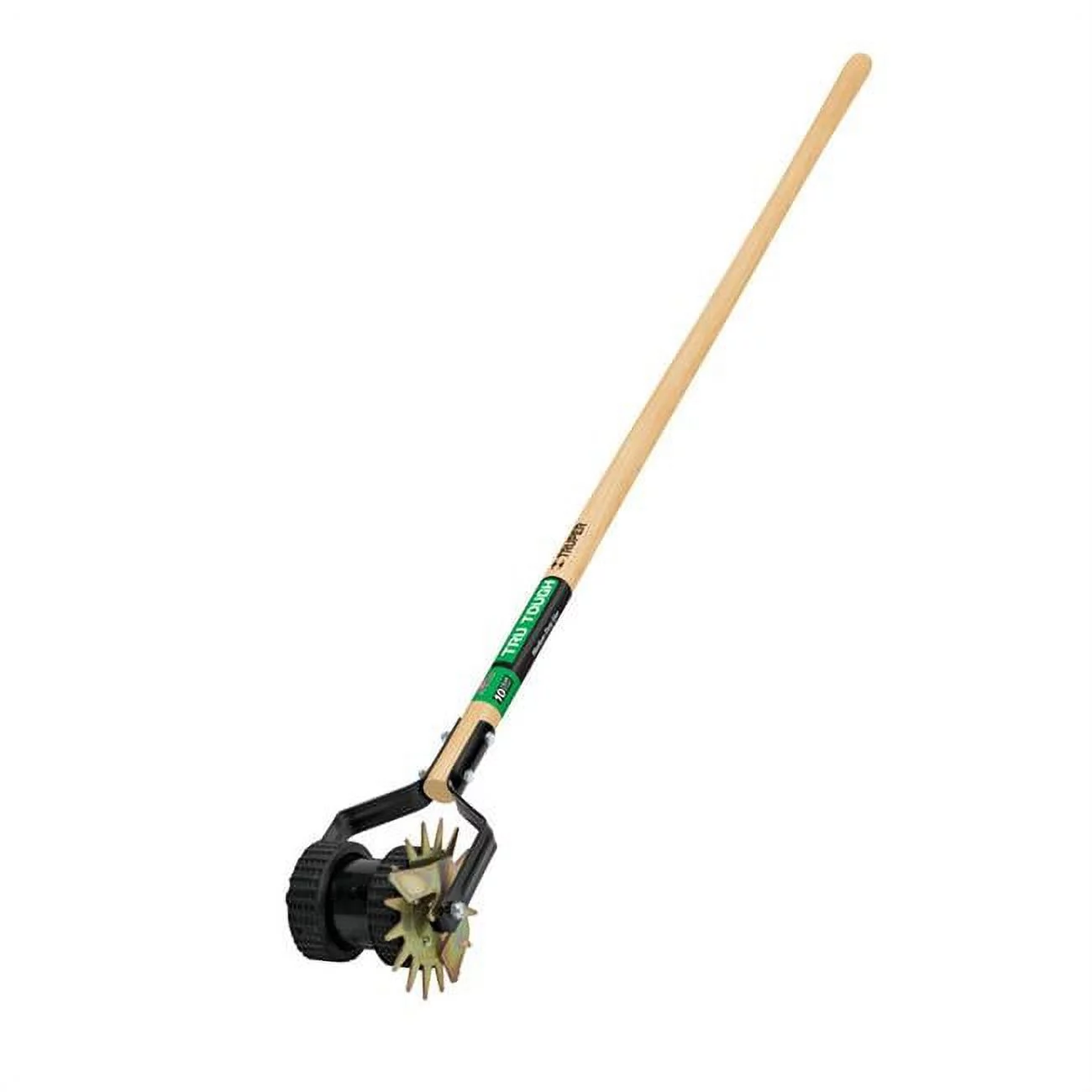 Truper 54 in. Steel Dual-Wheeled Rotary Edger Wood Handle, Brown