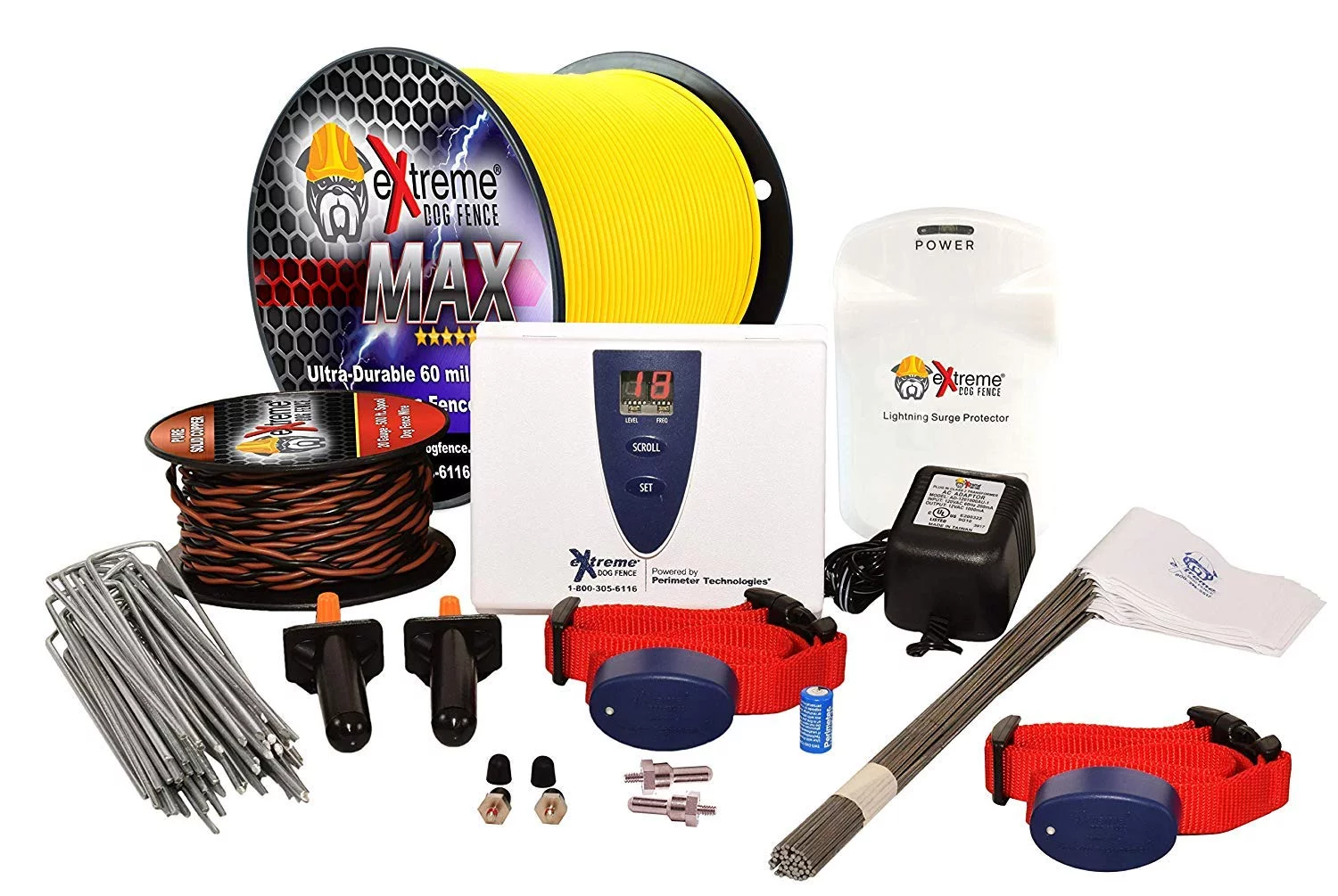 Extreme Dog Fence MAX Grade Electric Dog Fence Containment System 2 Dogs 2000 Feet - 14 Gauge 60 Mil Polyethylene Jacket