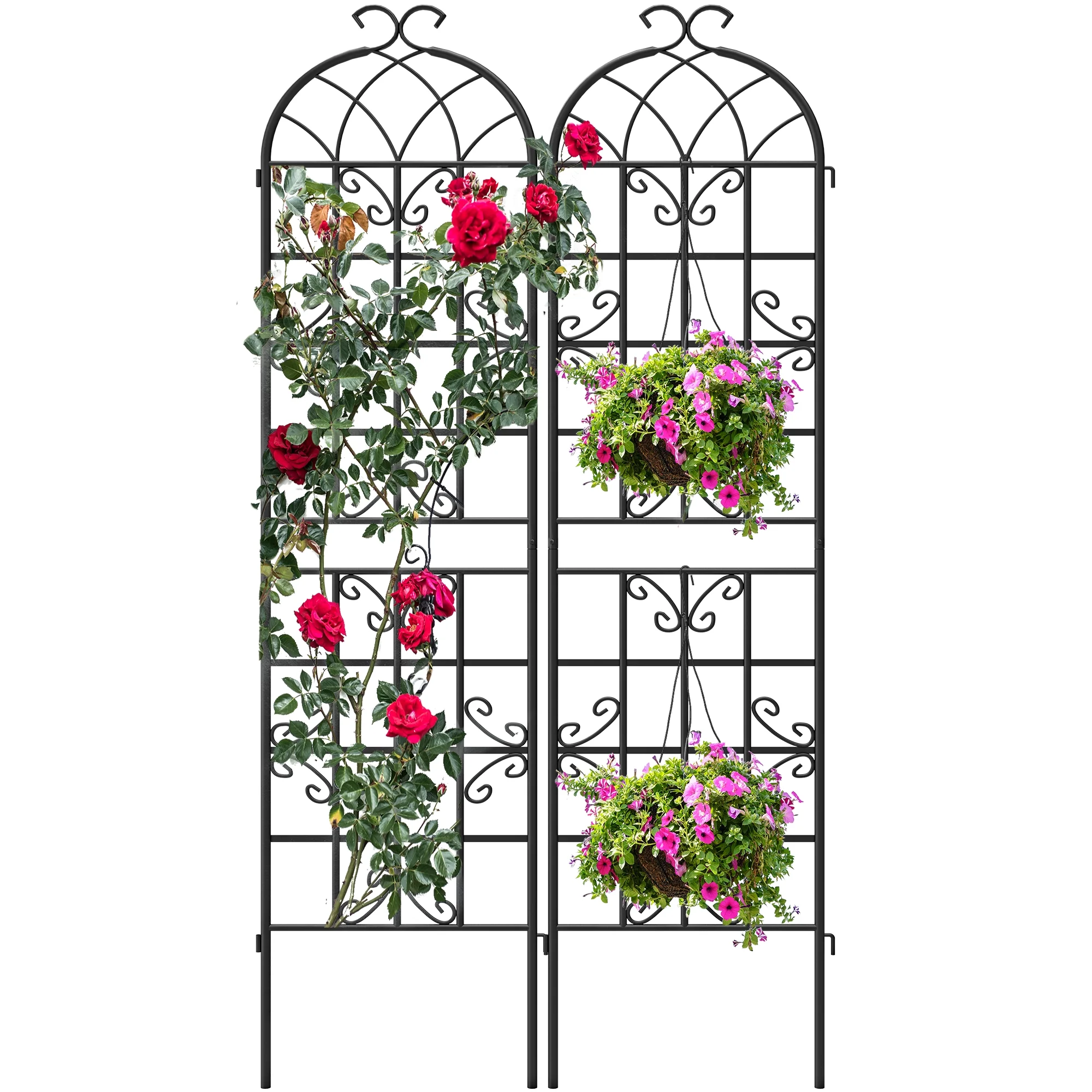 Dextrus Metal Decorative Garden Fencing 2 Pack Black Trellis for Climbing Plants Vegetables Flower Plant Trellis for Outdoor Patio-19.7×86.6 inches