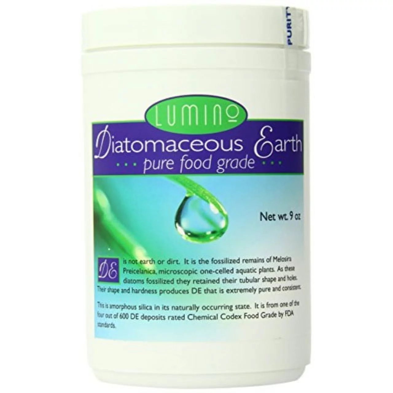 lumino home diatomaceous earth fresh water, food grade pure, 9 ounce