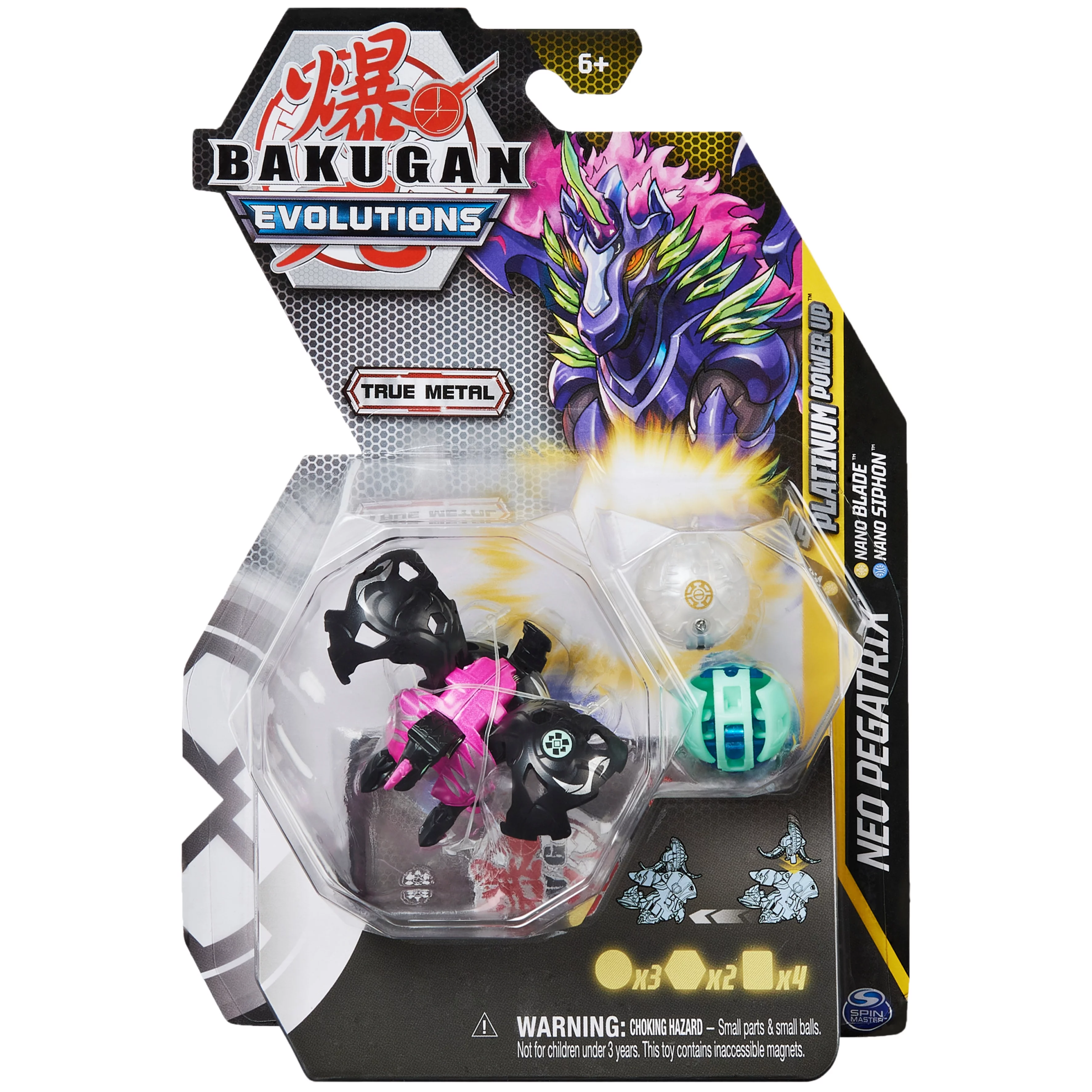 Bakugan Evolutions, Neo Pegatrix with Nano Blade and Siphon Platinum Power Up Pack