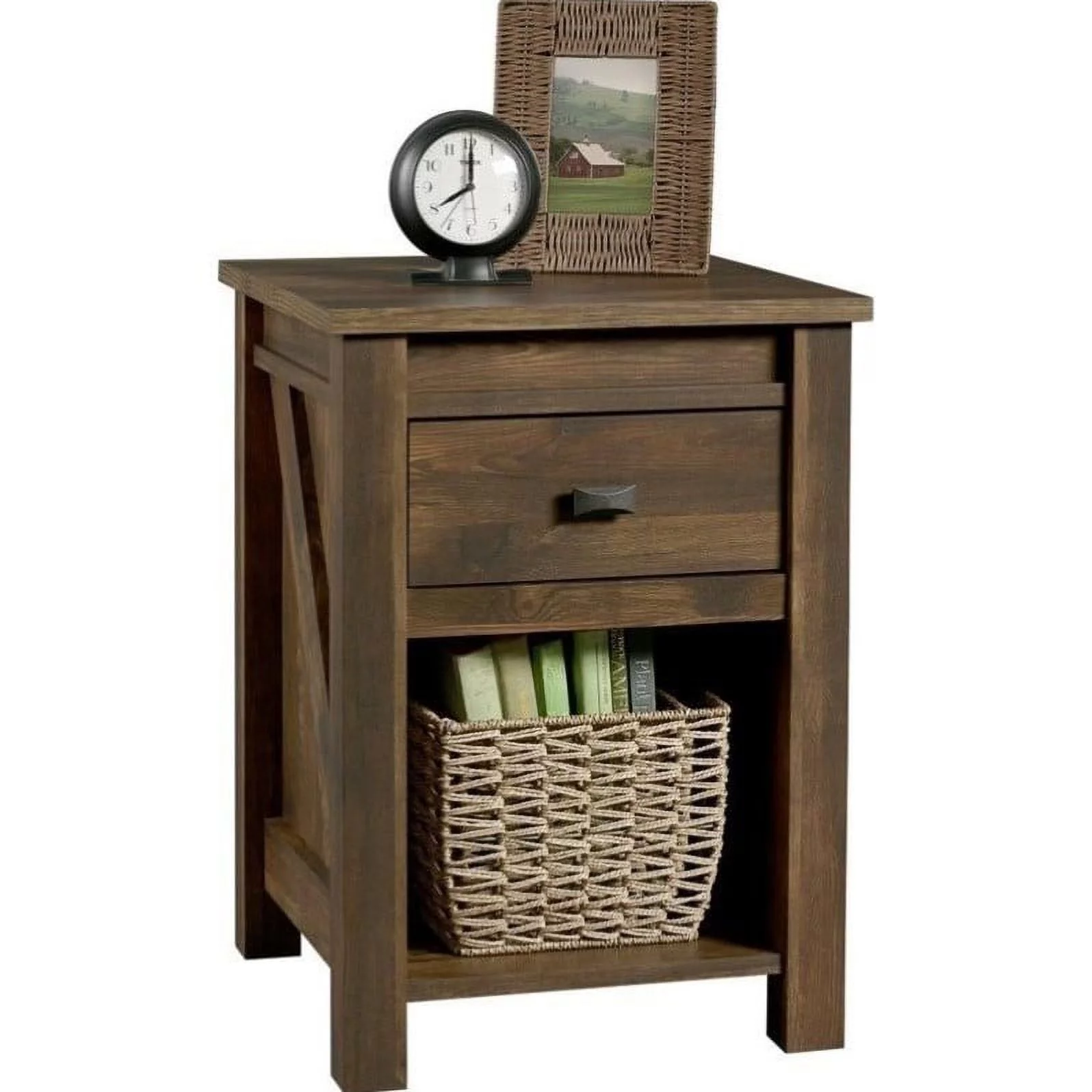 Home Square 2 Piece Bedroom Set with 4 Drawer Dresser and Nightstand in Rustic