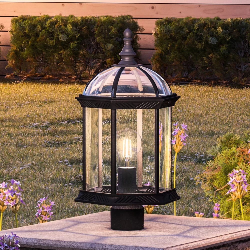 Luxury Transitional Post Light, 18.125H x 9.75W, with Traditional Style, Midnight Black, UHP1379 by Urban Ambiance