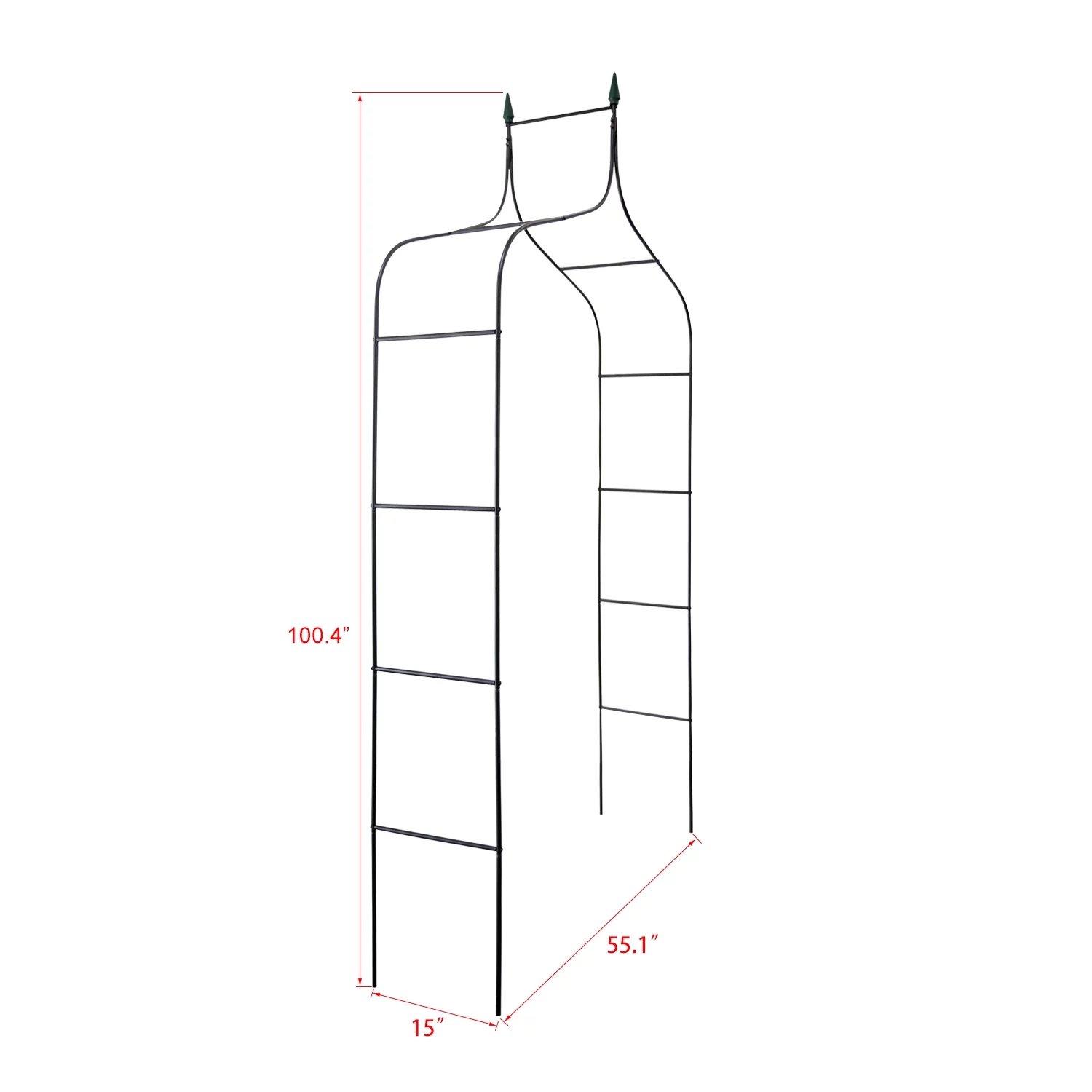 Kinbor 9' Garden Steel Gothic Arbor Trellis, Black