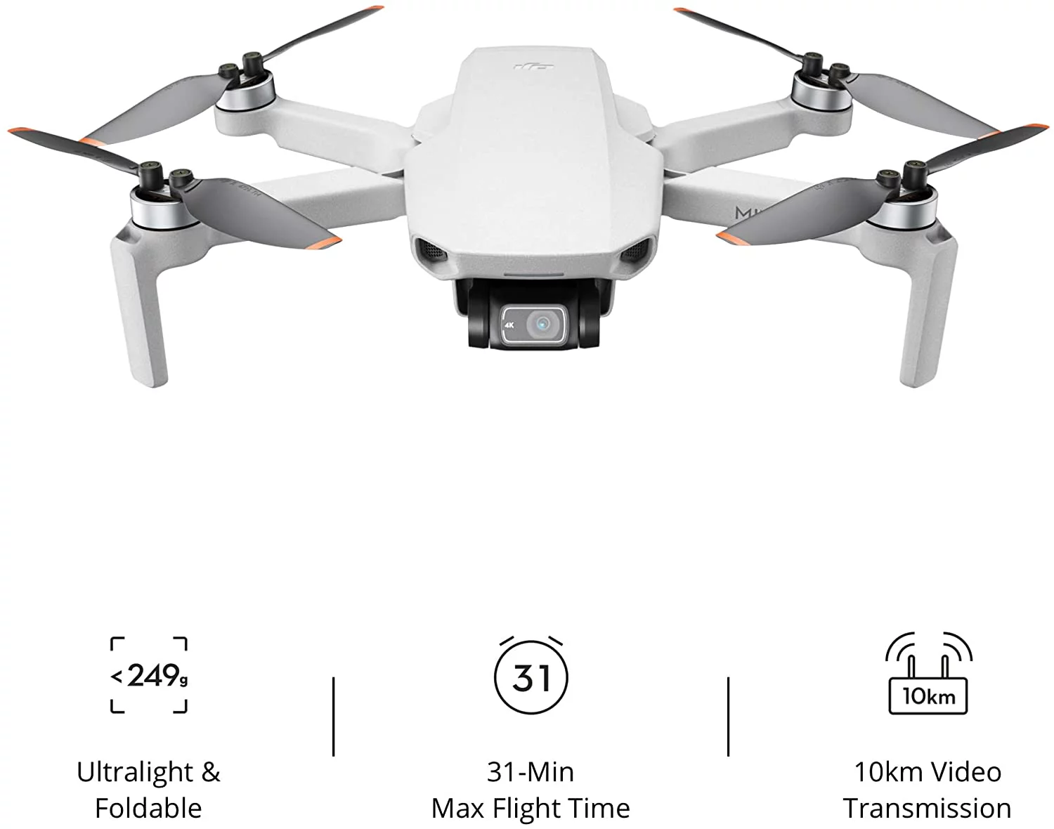 DJI Mini 2 Fly More Combo, 128GB Bundle – Ultralight Foldable Drone, 3-Axis Gimbal with 4K Camera, 12MP Photos, 31 Mins Flight Time, OcuSync 2.0 10km HD Video Transmission, QuickShots, Gray