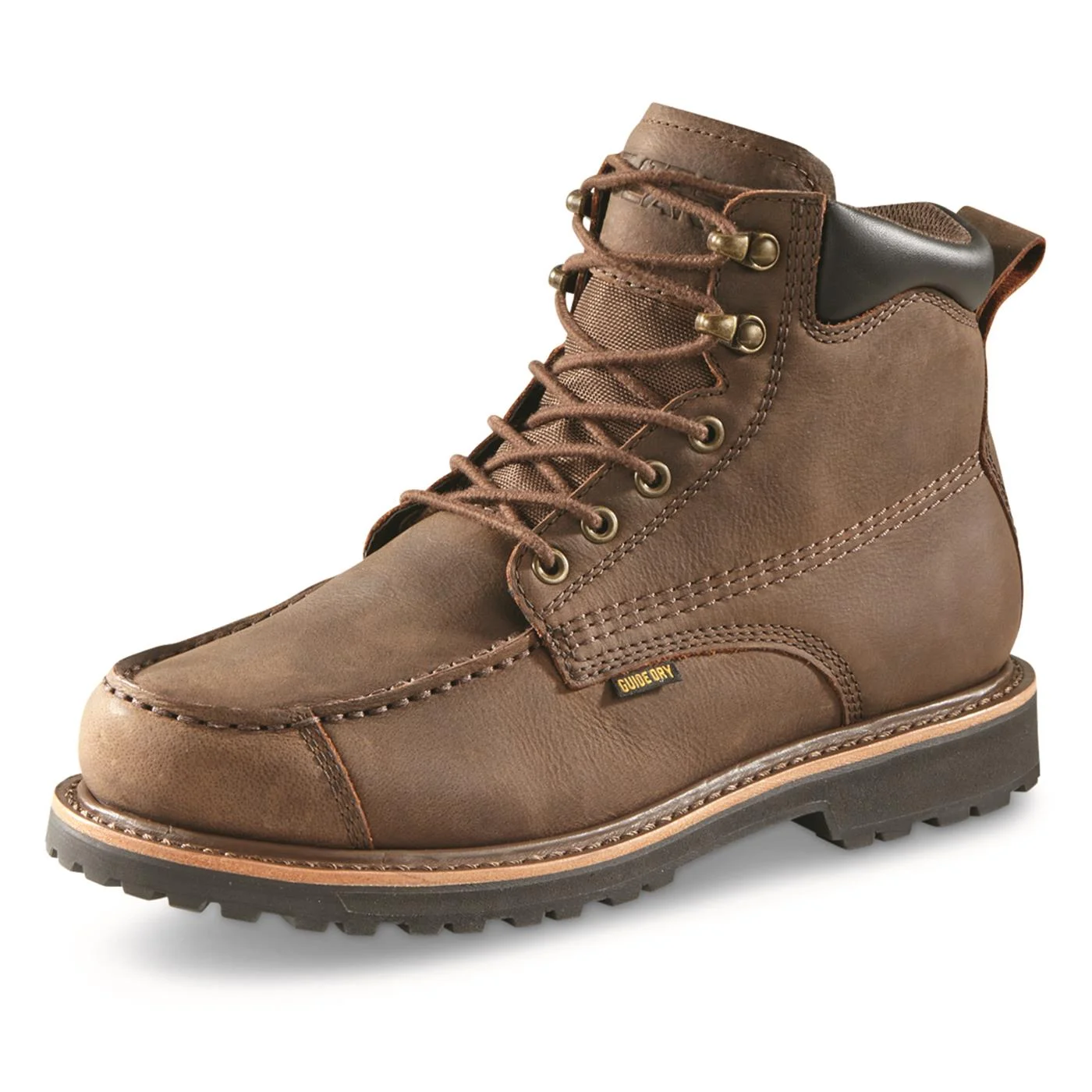 Guide Gear Rugged Timber Mens Chukka Boots Waterproof Leather Work Shoes, Moisture Wicking Insoles, Pull-On Ankle Boot
