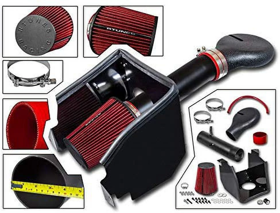 RTUNES RACING - BLACK - HEAT SHIELD COLD AIR INTAKE Compatible For 1994-2001 DODGE RAM 94-01 DODGE RAM 1500 5.2L/5.9L V8 / 94-02 DODGE RAM 2500 5.9L V8