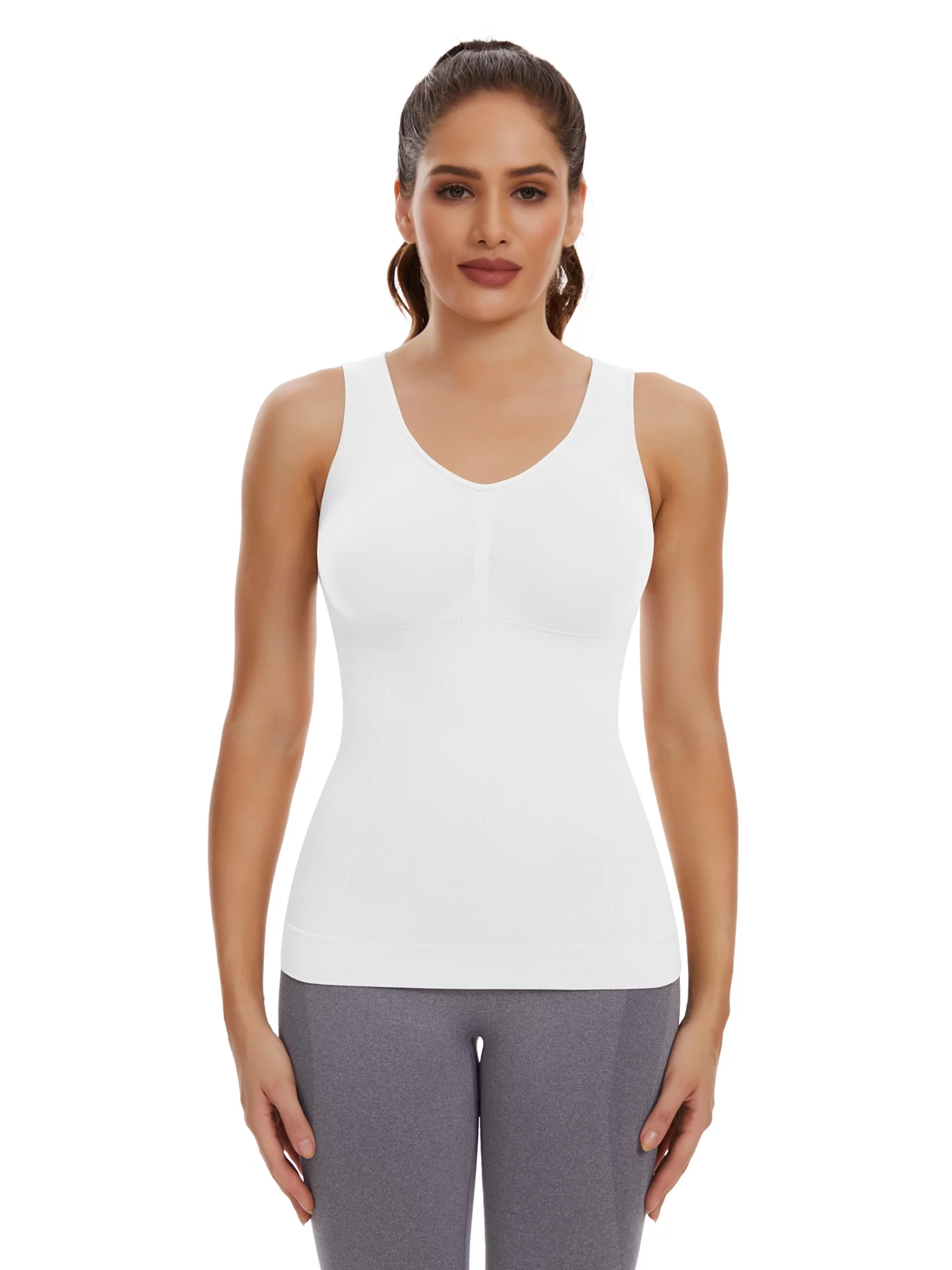 COMFREE Camisoles for Women with Built in Bra Slimming Cami Shaper Tummy Control Tank Top Shapewear Body Shaper