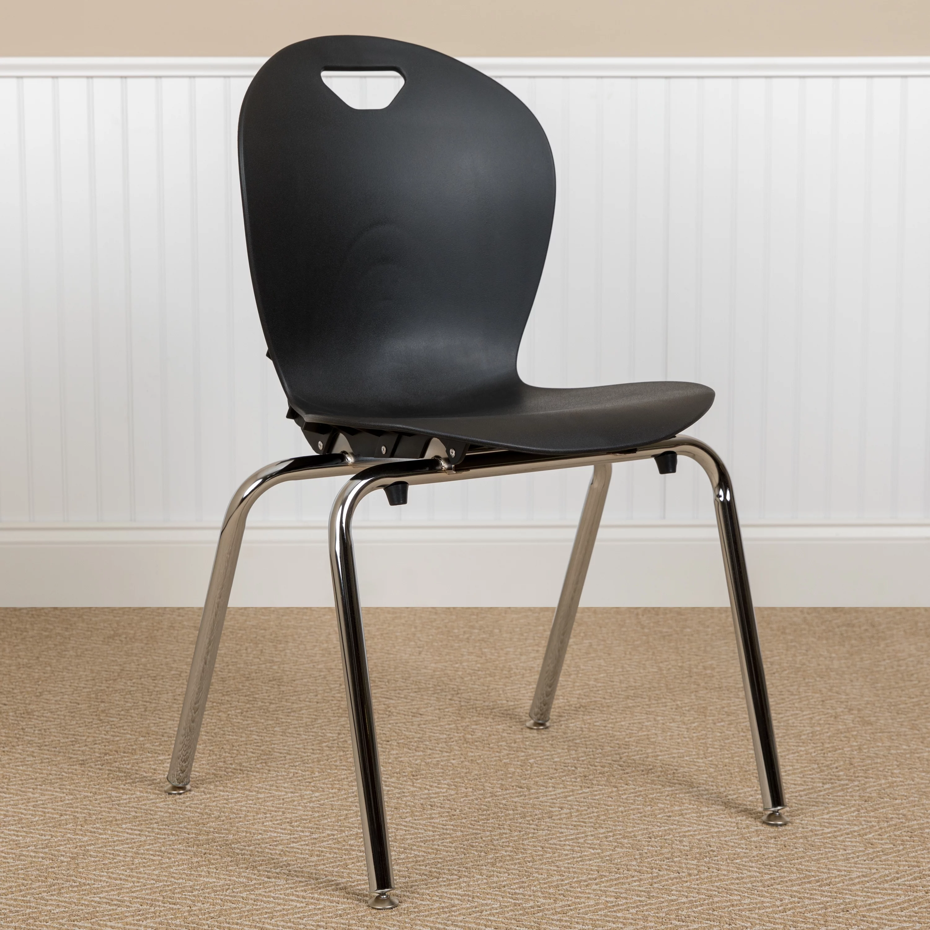 Emma + Oliver Titan Black Student Stack School Chair - 18-inch