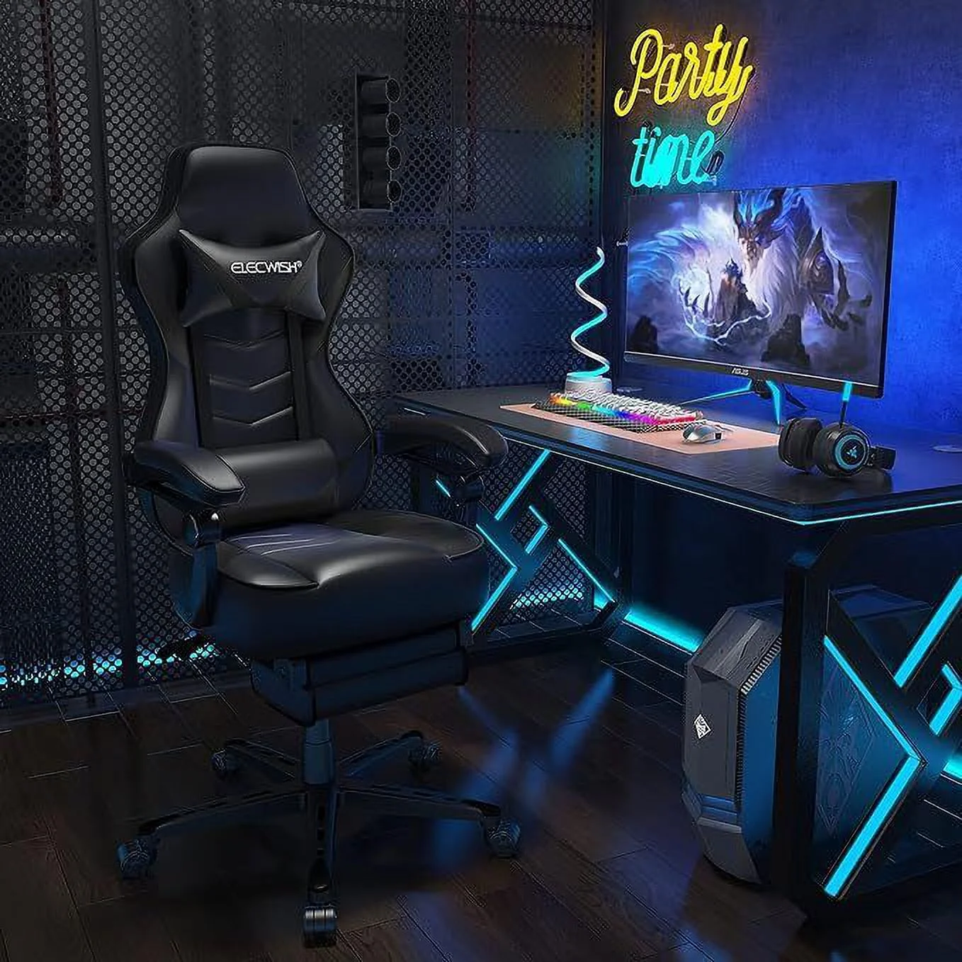 ELECWISH Gaming Chair Ergonomic Computer Office Chair Recliner Swivel Seat