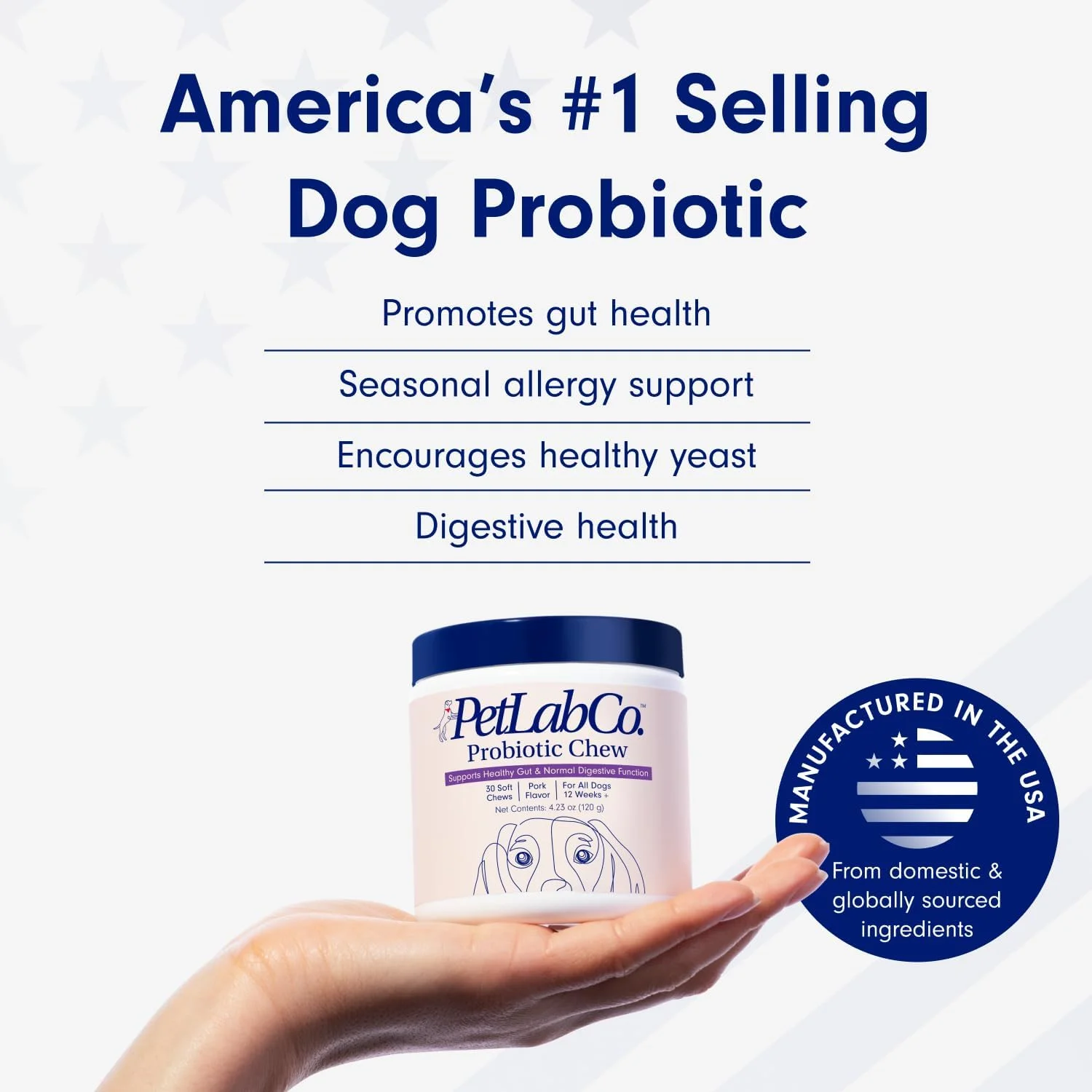 PetLab Co. Probiotics for Dogs Support Gut Health Diarrhea Digestive Health & Seasonal Allergies - Salmon Flavor - 30 Soft Chews