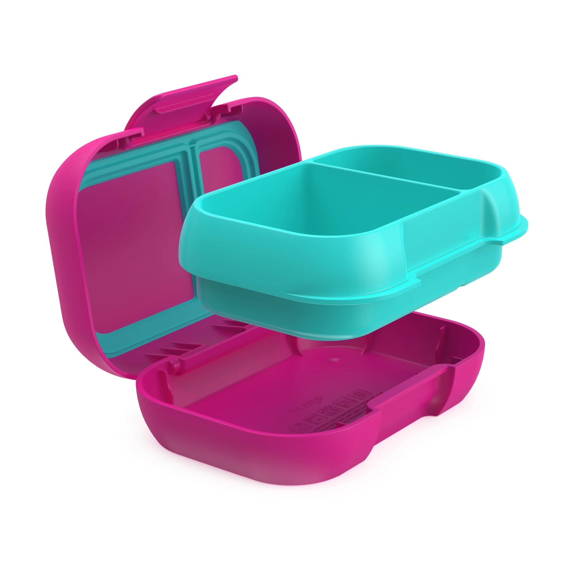 Bentgo Kids Snack - 2 Compartment Leak-Proof Bento-Style Food Storage for Snacks and Small Meals, Easy-Open Latch, Dishwasher Safe, and BPA-Free - Ideal for Ages 3+ (Fuchsia/Teal)