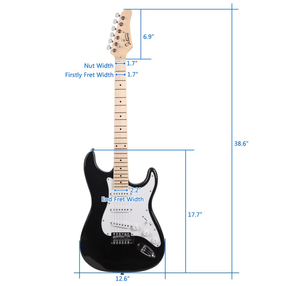 Glarry Maple Fingerboard Electric Guitar with Case and Accessories Pack