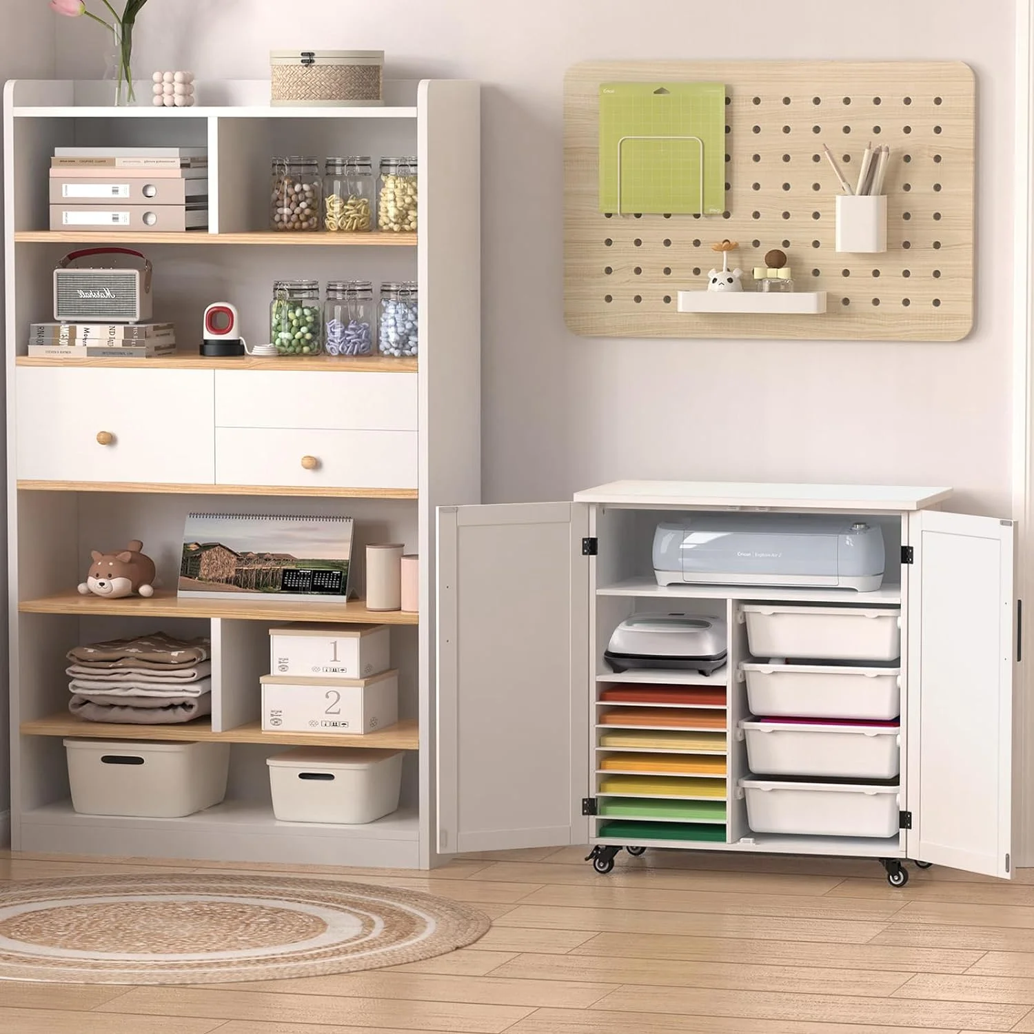 Craft Cart Compatible with Cricut Machine Cricut Table with Storage Cabinet Rolling Cricut Cart Furniture with Drawers Designed for Cricut Organization 31.6