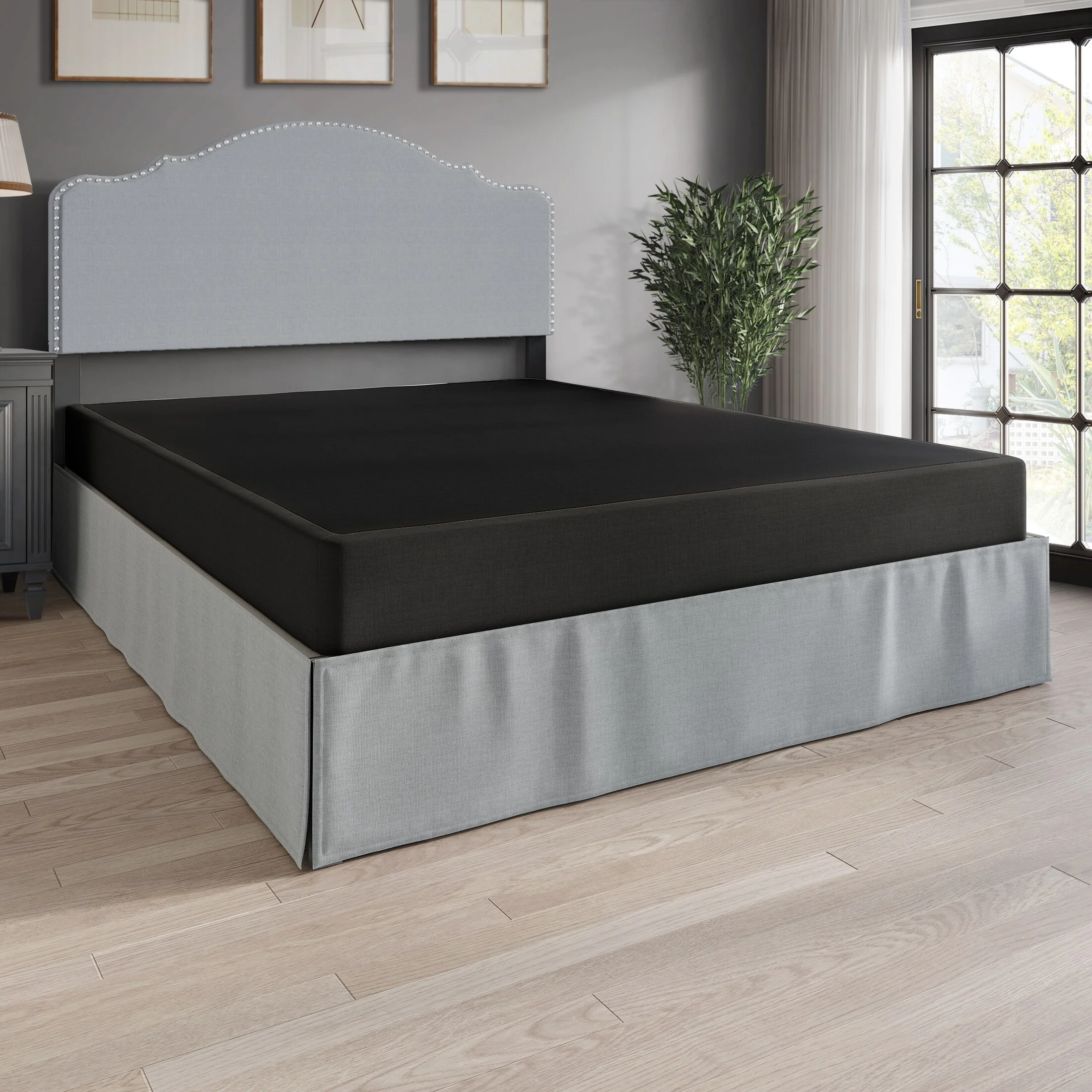 CraftPorch 5-Inch Metal Box Spring with Black Linen Cover King