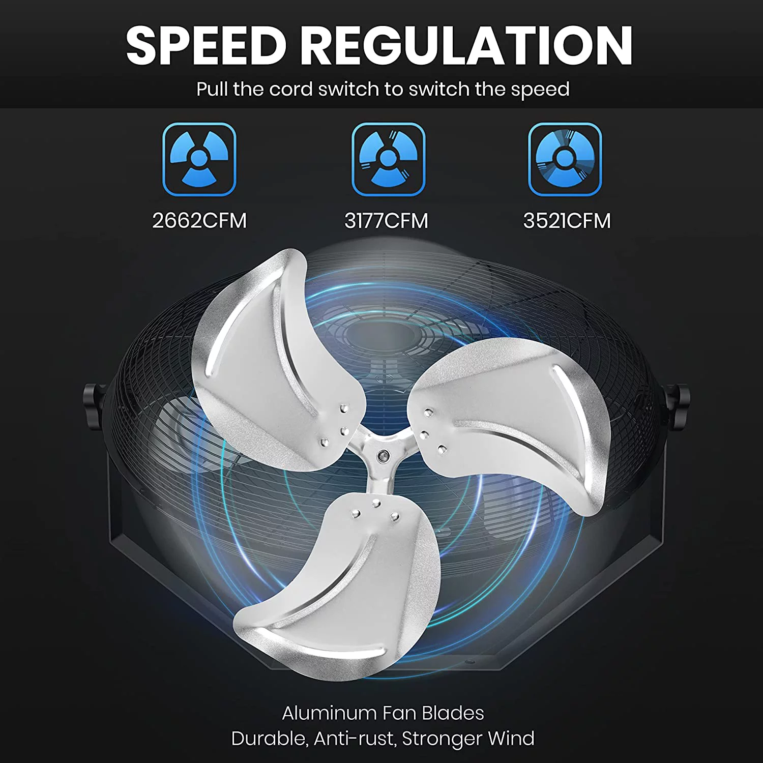 Simple Deluxe 20 inch High Velocity Wall Mount Fan with Rack and L-Iron, 3 Speed Industrial Metal Ventilation Fan