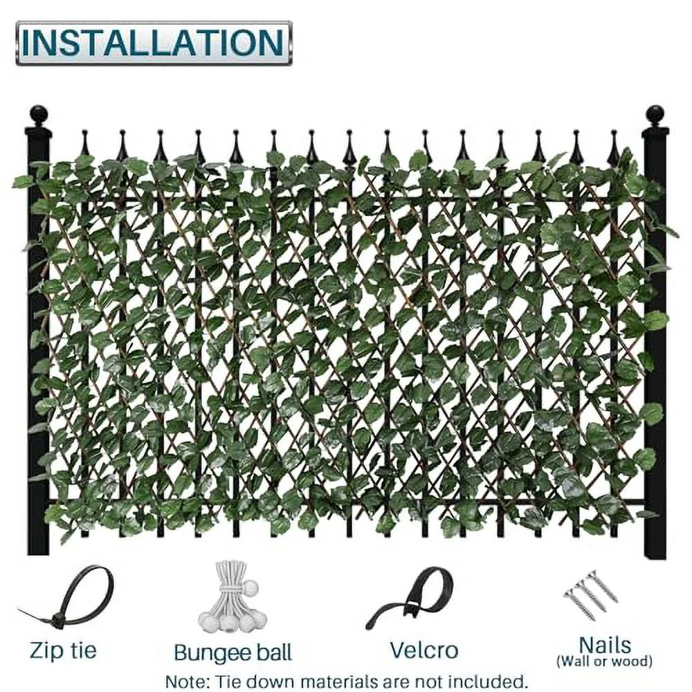 Coarbor 1 Pack Artificial Leaf Ivy Expandable Privacy Fence Screen Grass Wall Stretchable Fencing for Deck Balcony Patio Porch Trellis Decor- Single Side Leaves