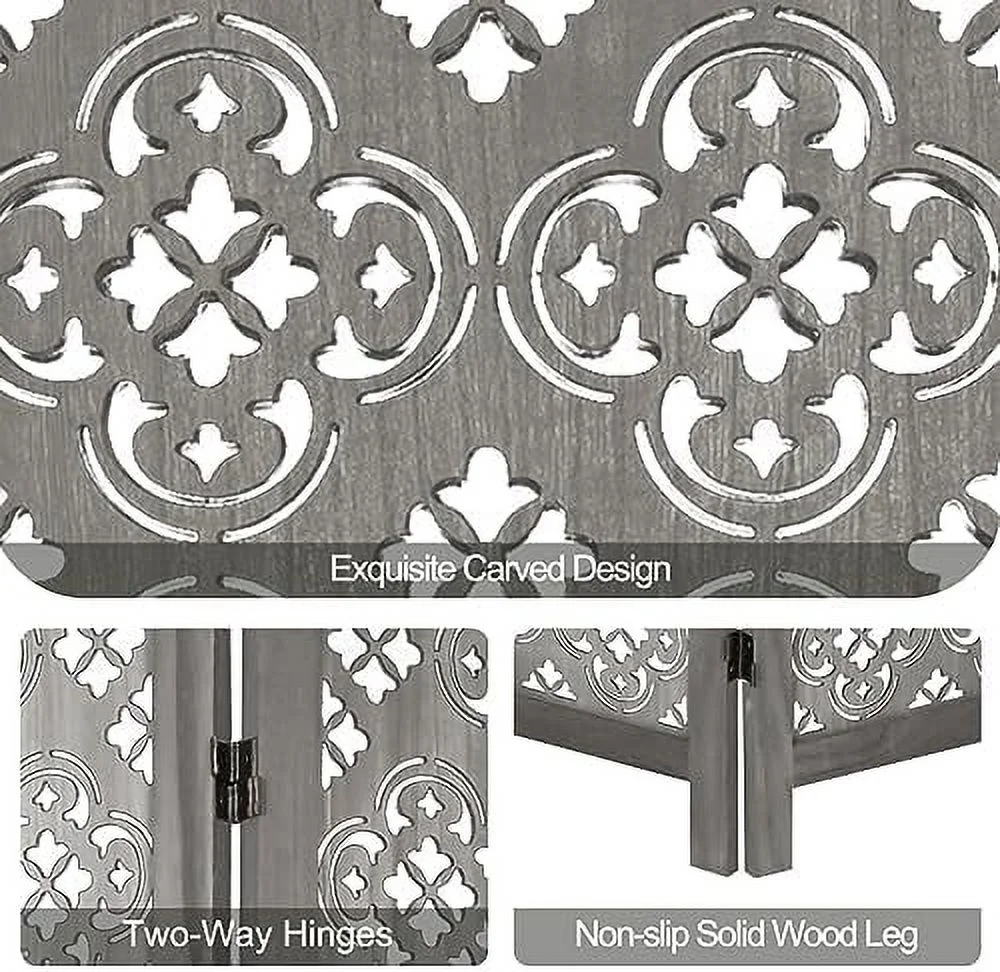 GEROBOOM 6 Panel Room Divider  Folding Room Divider Freestanding Privacy Screen Divider  Carved Wood Room Divider for Bedroom Home Office Apartment Studio Hotel Restaurant Garden Terrace