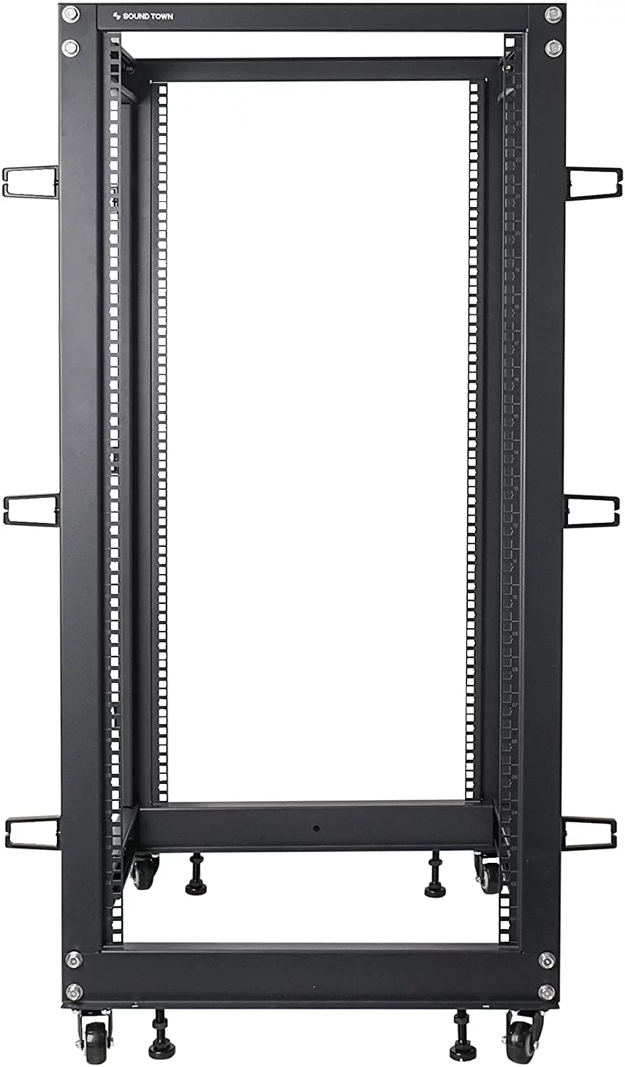 Sound Town 4-Post 25U Open Frame Sever and Network Equipment Rack with Adjustable Depth 22
