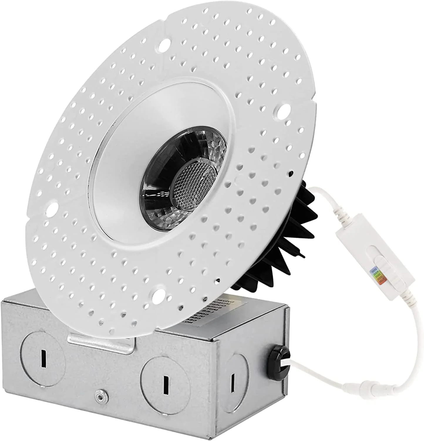 Perlglow 3.5-inch Trimless Round White Downlight Luminaire, LED Recessed Light Fixtures Dimmable 5CCT.