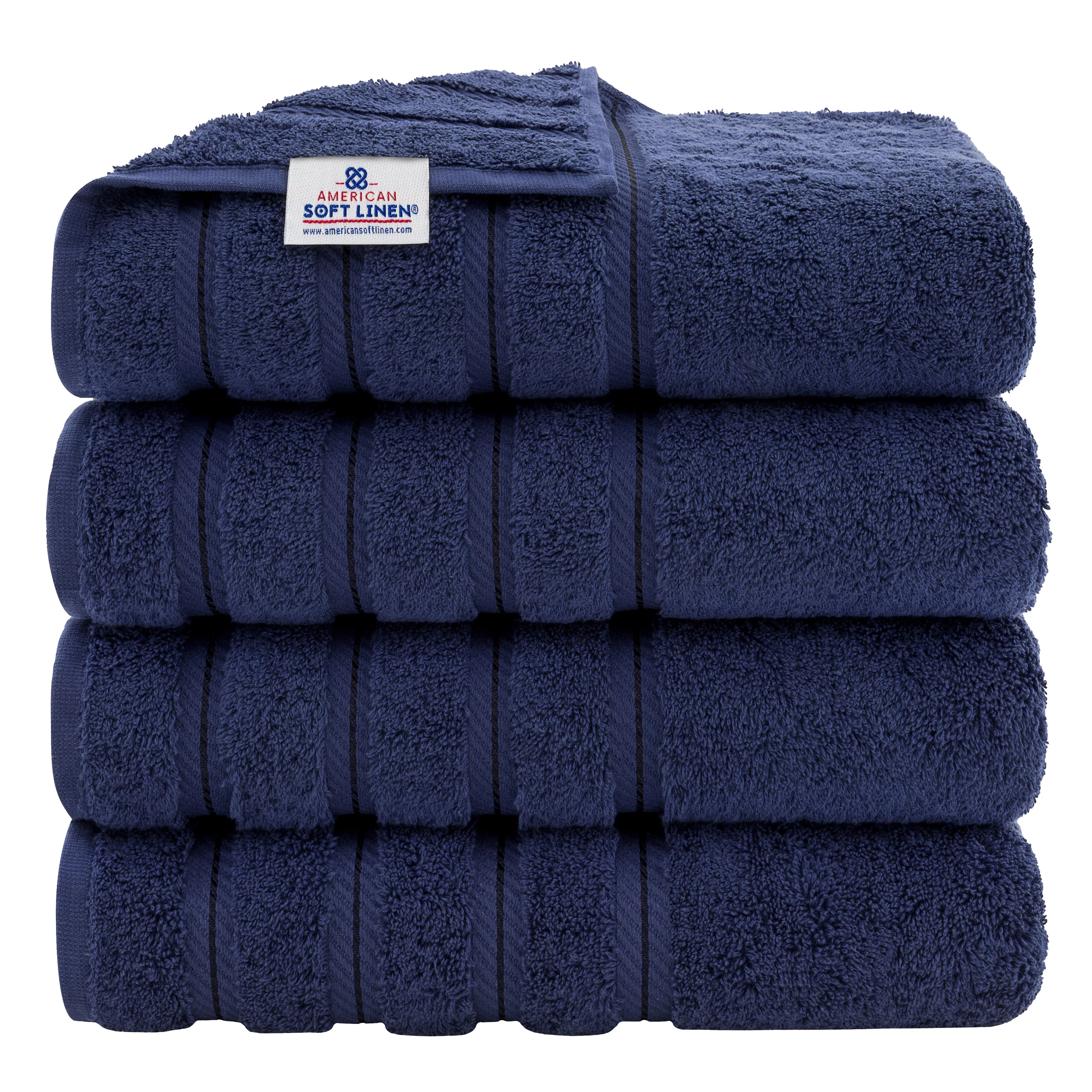 American Soft Linen Turkish Cotton 4-Piece Bath Towel Set Bright White