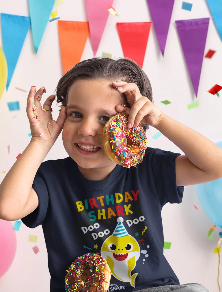 Baby Shark Themed Birthday T-Shirt for Toddlers: Fun & Comfy - Perfect for Shark-Loving Boys and Girls' Birthday Celebrations 2T Navy