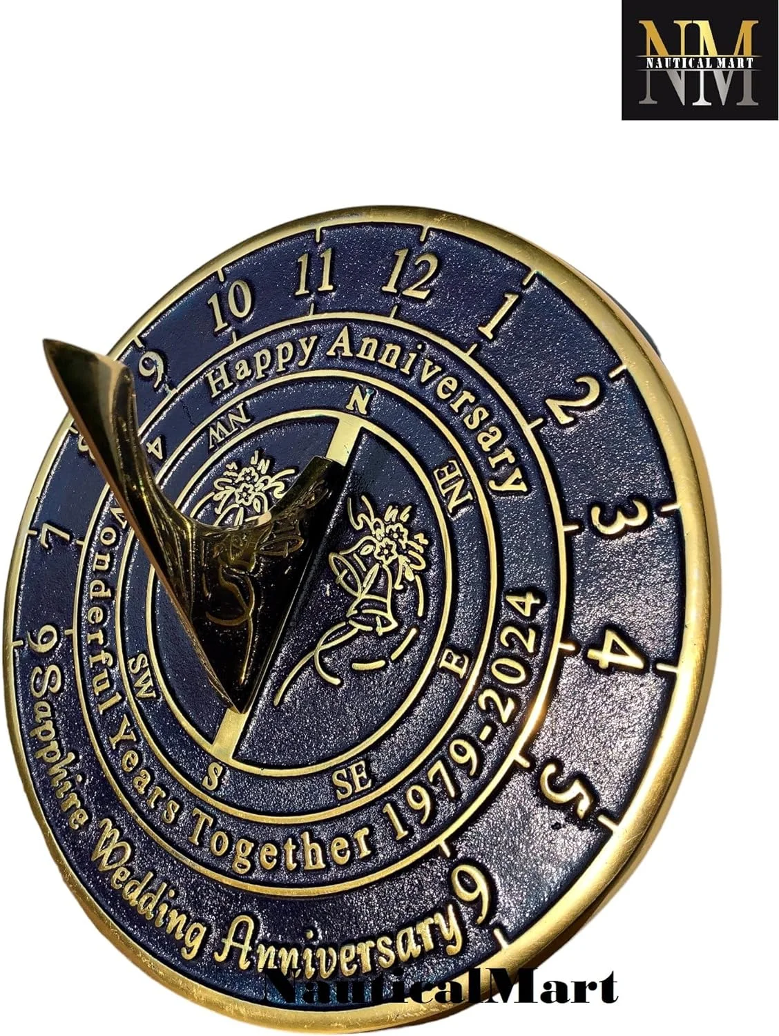 NauticalMart 45th Sapphire Anniversary Unique Marriage Present for Parents, Grandparents, Friends, Husband or Wife, Couples, Him & Her Wedding Anniversary Sundial Gift 2024 (45th Anniversary)