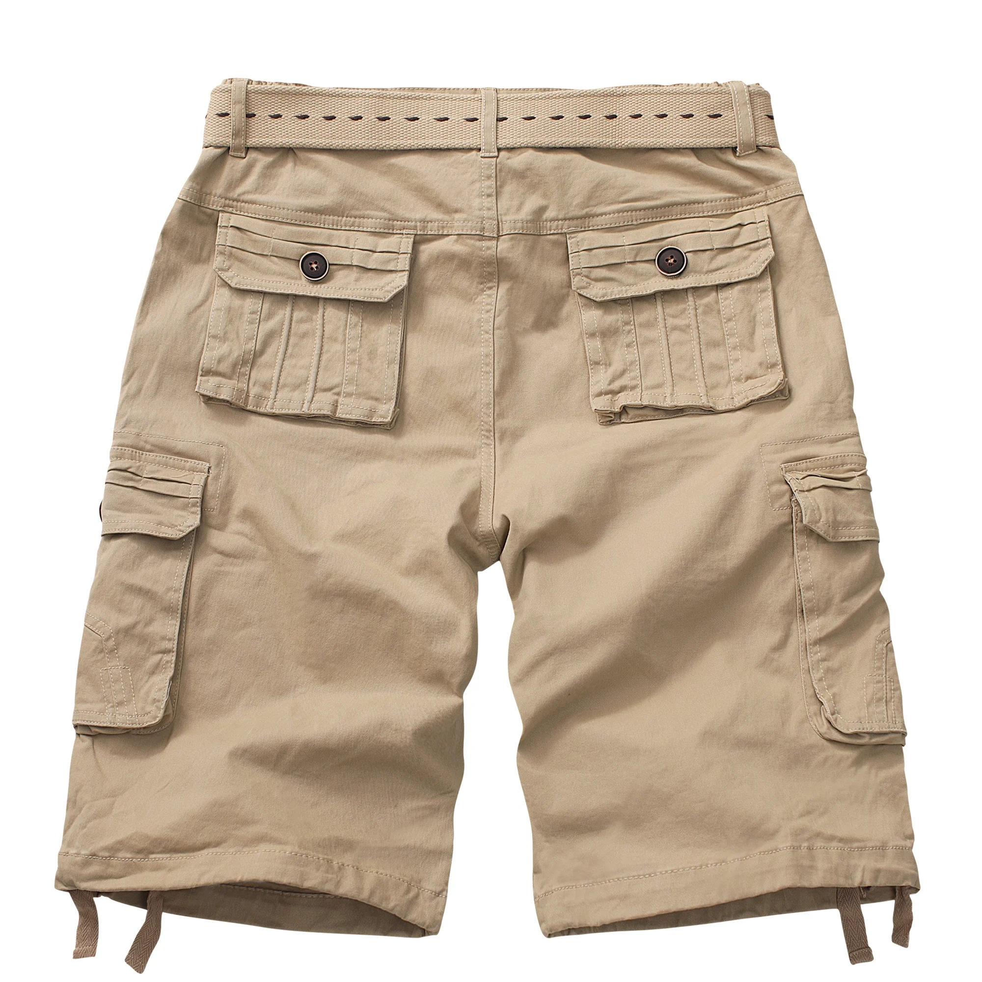 Women's Casual Fitted Multi-Pockets Twill Bermuda Cargo Shorts(No Belt),Khaki 16