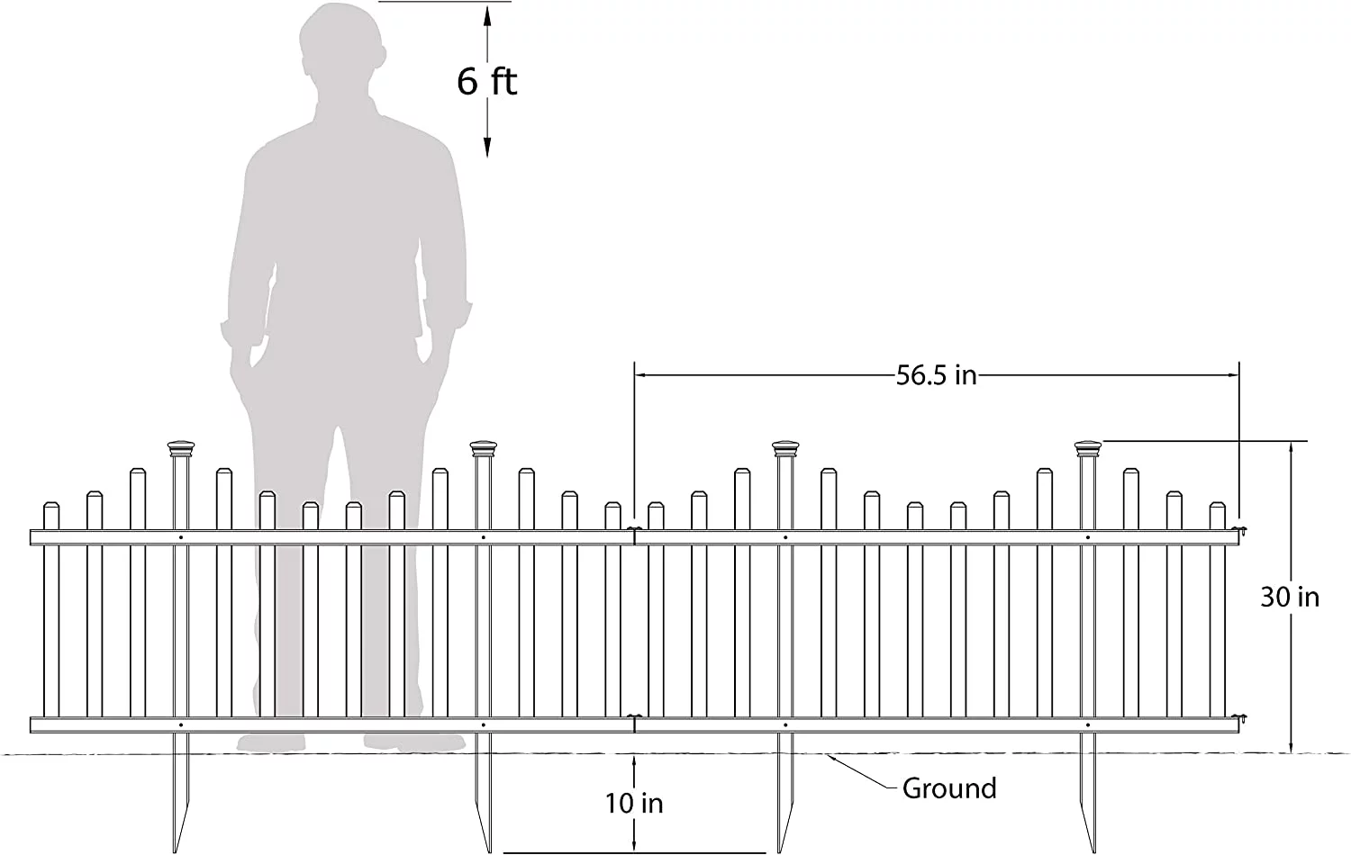 Zippity Outdoor Products ZP19001 No Dig Madison Vinyl Picket Fence, White, 30