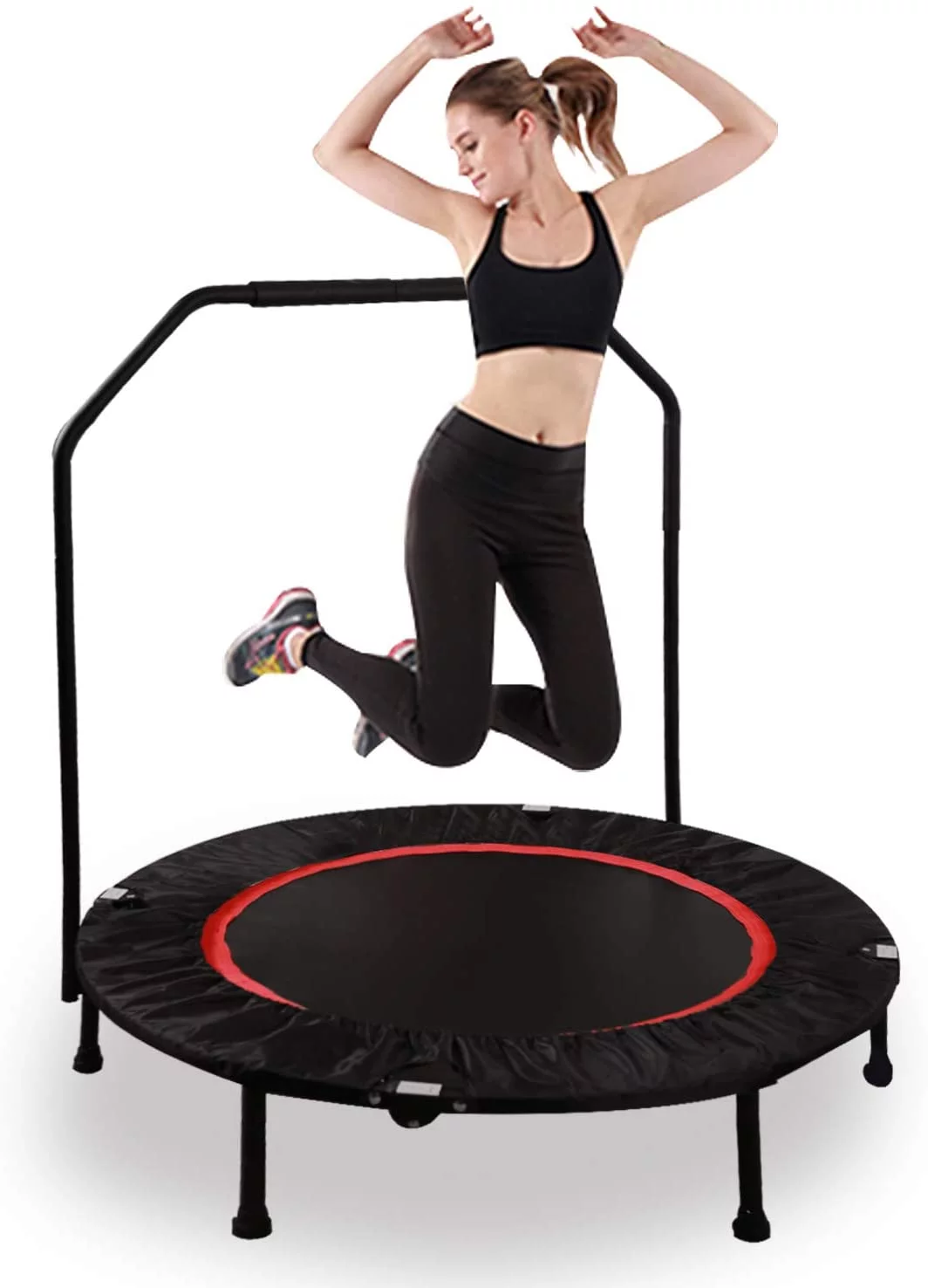 RedSwing Mini Trampoline Rebounders for Adults, 40/50'' Folding Fitness Trampoline Workout with Removable Bar