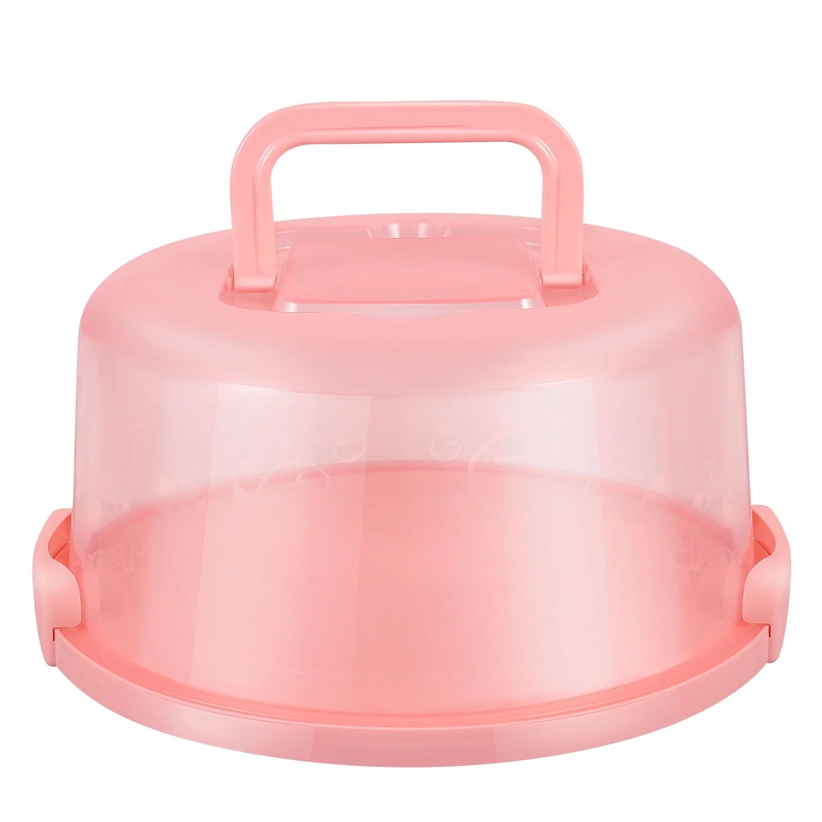 Hemoton Round Cake Carrier with Handle Portable Handy Cupcake Holder Tray Pie Saver Fresh Keeping Food Cover Box for Cakes Cookie