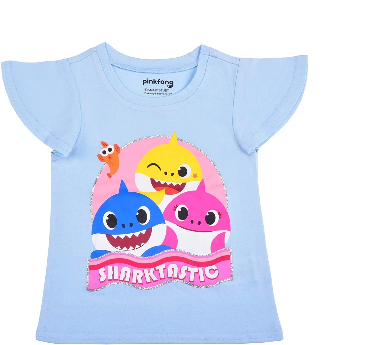 Baby Shark, Daddy Shark and Mommy Shark Girls 3 Piece 2 Short Sleeve Tee and Short Set, Toddler