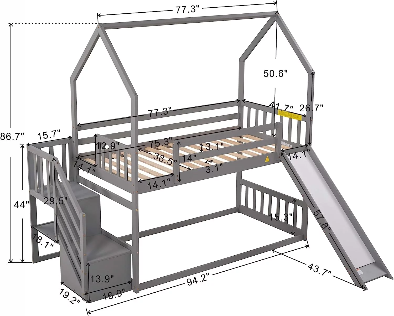 Artimorany Twin-XL Bed-Frame 18 Inch Heavy Duty Metal-Platform 2500lbs Steel Slats Support No Box Spring Needed Noise Free Black