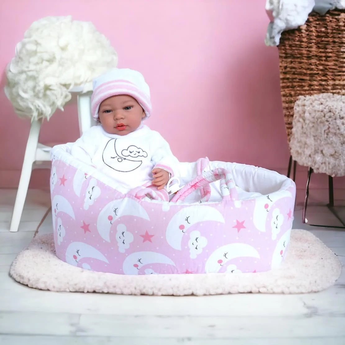 Ann Lauren Dolls 15 inch Baby Girl Doll with Bassinet