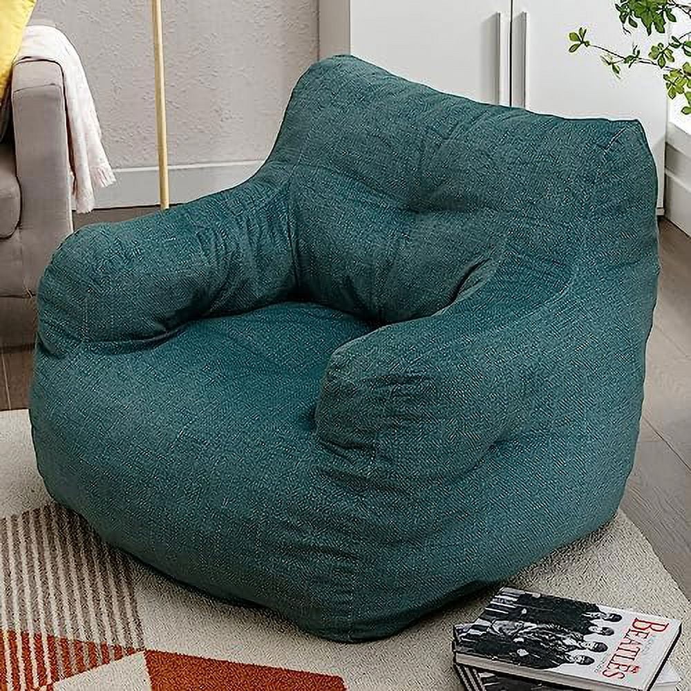 STXFS Bean Bag Chair Large Bean Bag Chair for Adults with Armrest Comfy Bean Bag Sofa with Foam Filling Fluffy Lazy Chair Soft Teddy Fabric Tufted Bean Bag for Dorm Bedroom Gaming Dark Gr