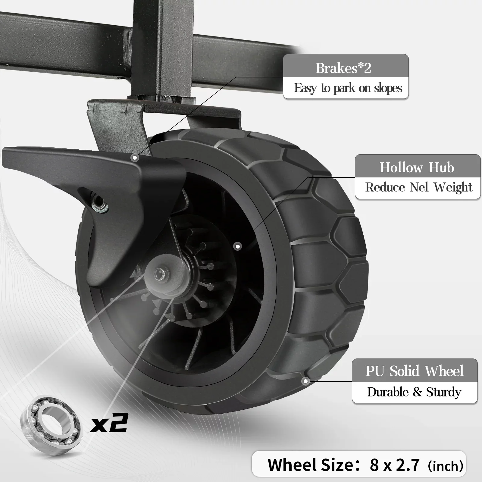 Collapsible Double Decker Wagon, Heavy Duty Foldable Wagon with All-Terrain Big Wheels, Beach Wagon for Camping, Sports, Shopping, Garden
