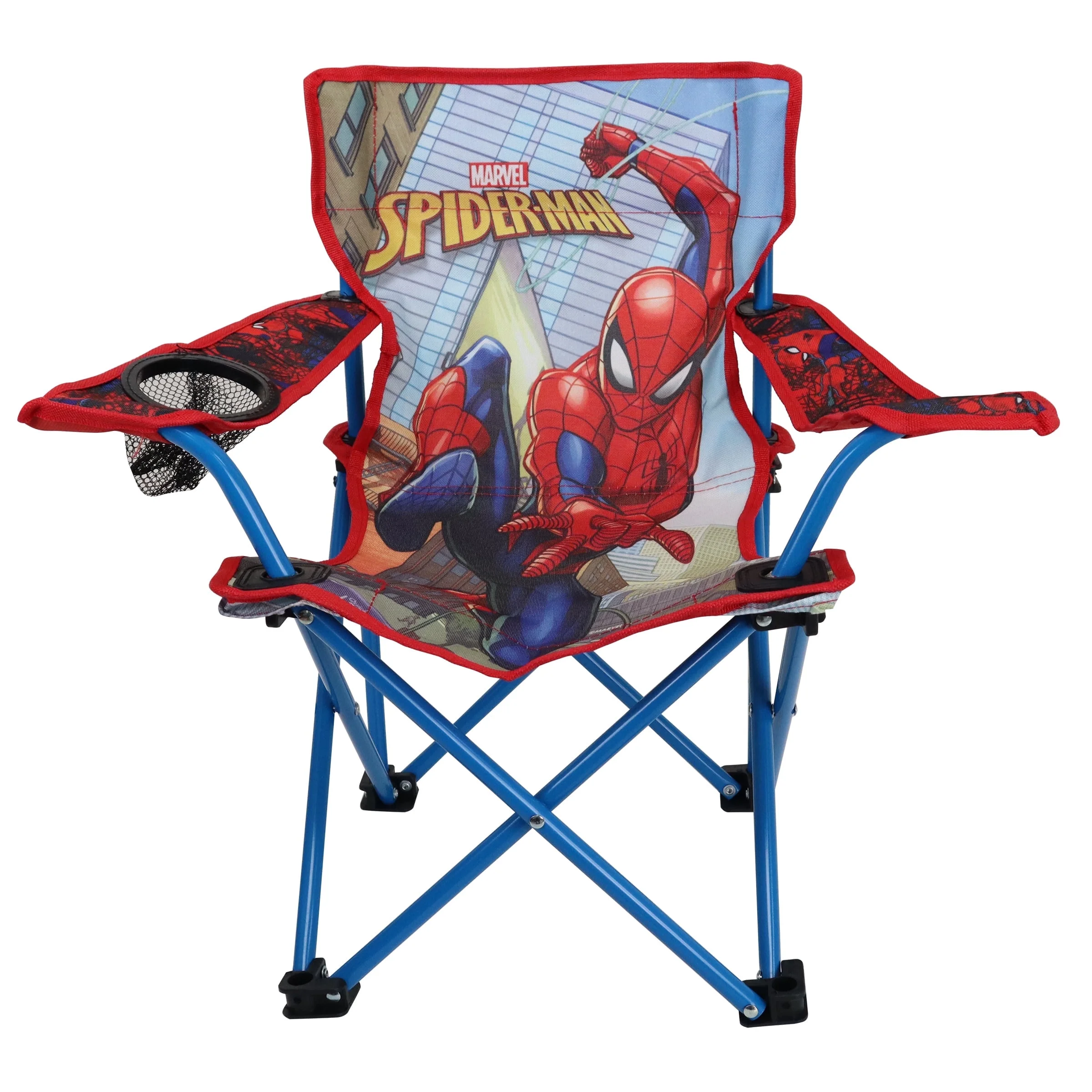 Spider-Man Kids Camp Chair, Outdoor Chair for Kids with Cup Holder and Carry Bag