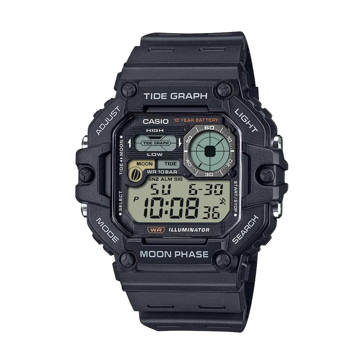 Casio Men's Black Tide Graph Digital Sport Watch - WS-1700H-1AVCF