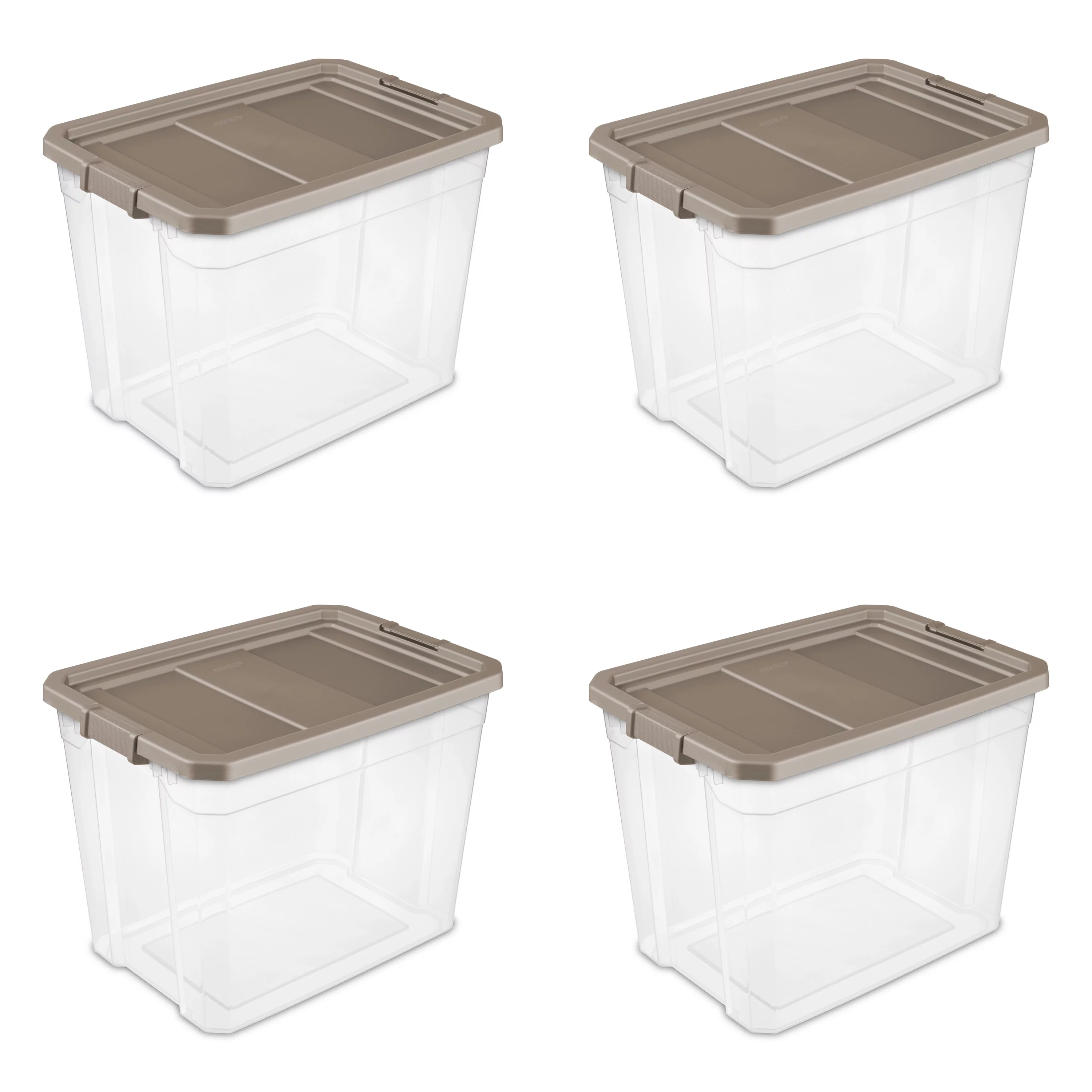 Sterilite Plastic 108 Qt. Stacker Box Taupe Splash Set of 4