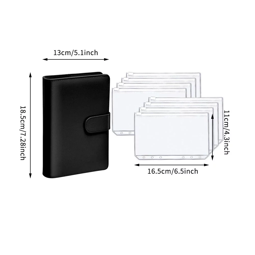 Giugt A6 Notebook Binder Budget Planner Organizer Cover Pockets Cash Wallet PU Leather
