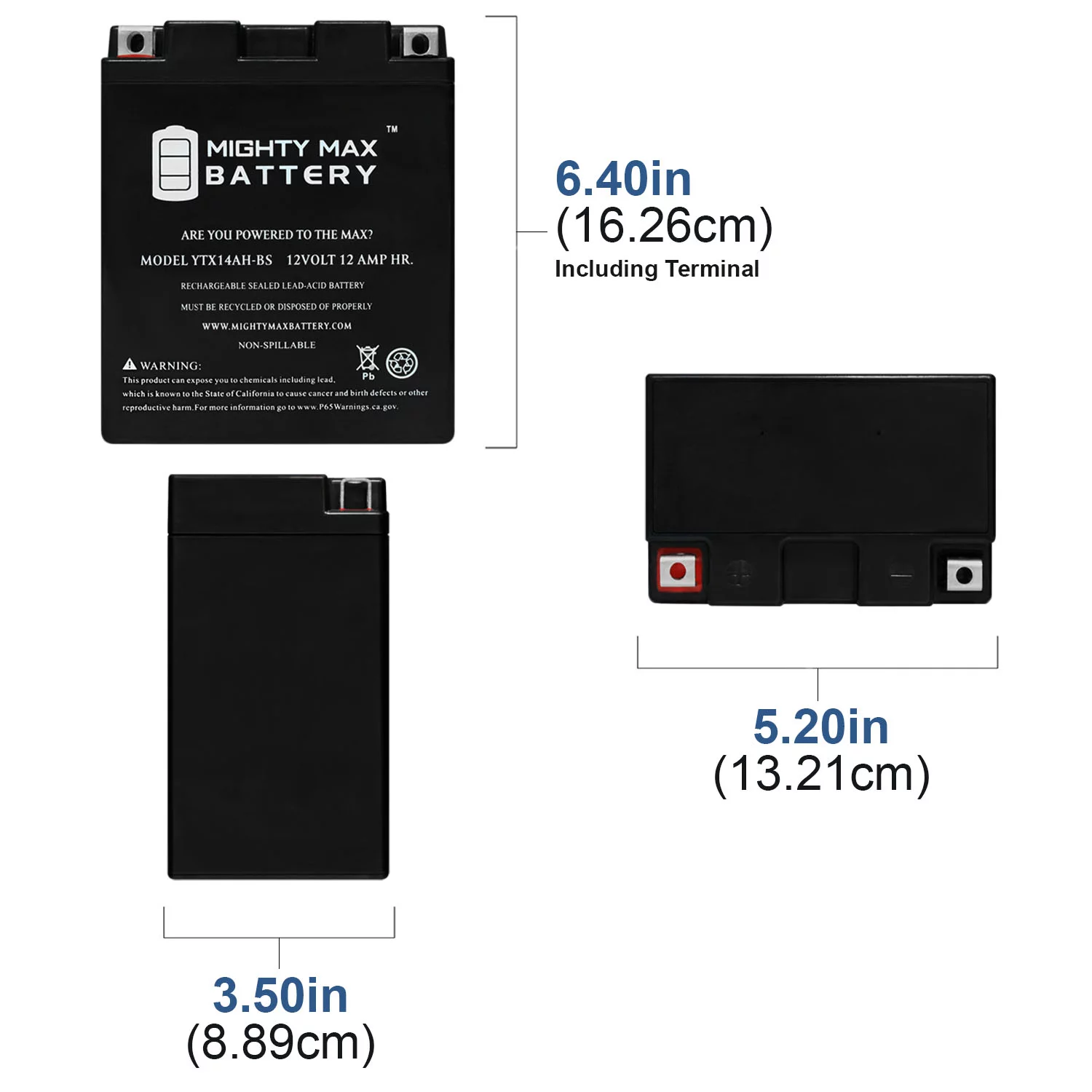 YTX14AH-BS 12V 12Ah Battery Replacement for ACDelco ATX14AHBS